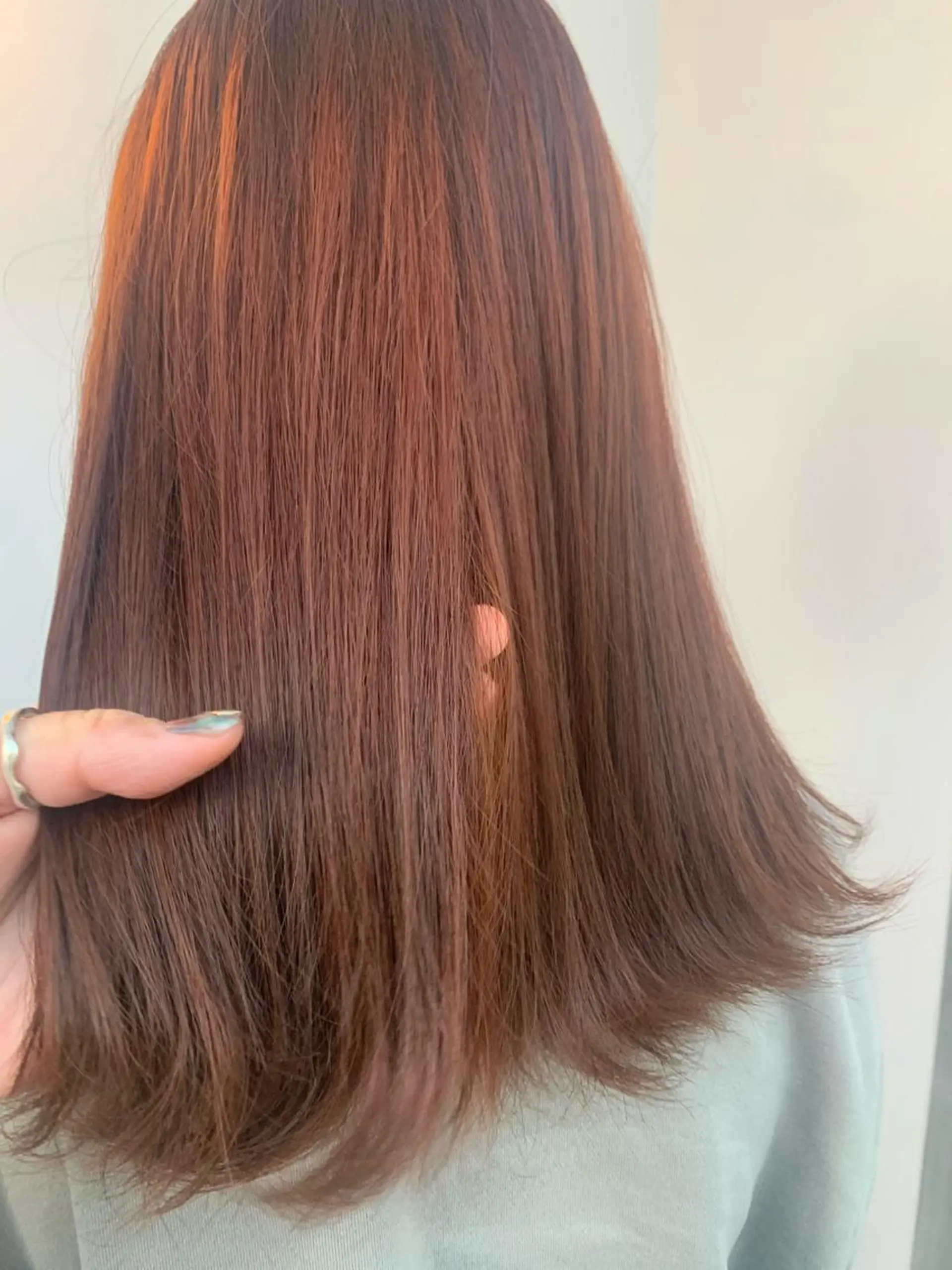 ミディアム カラー ブリーチ ブリーチなしカラー オレンジ ヘアカラー 中目黒🌼 🌼ハナのヘアスタイル