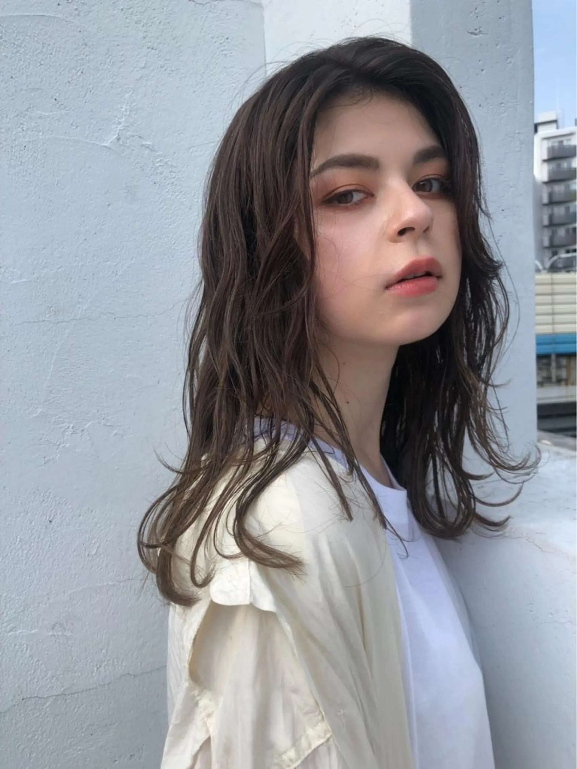 ミディアム カット ヘアカラー 河原 亮のヘアスタイル