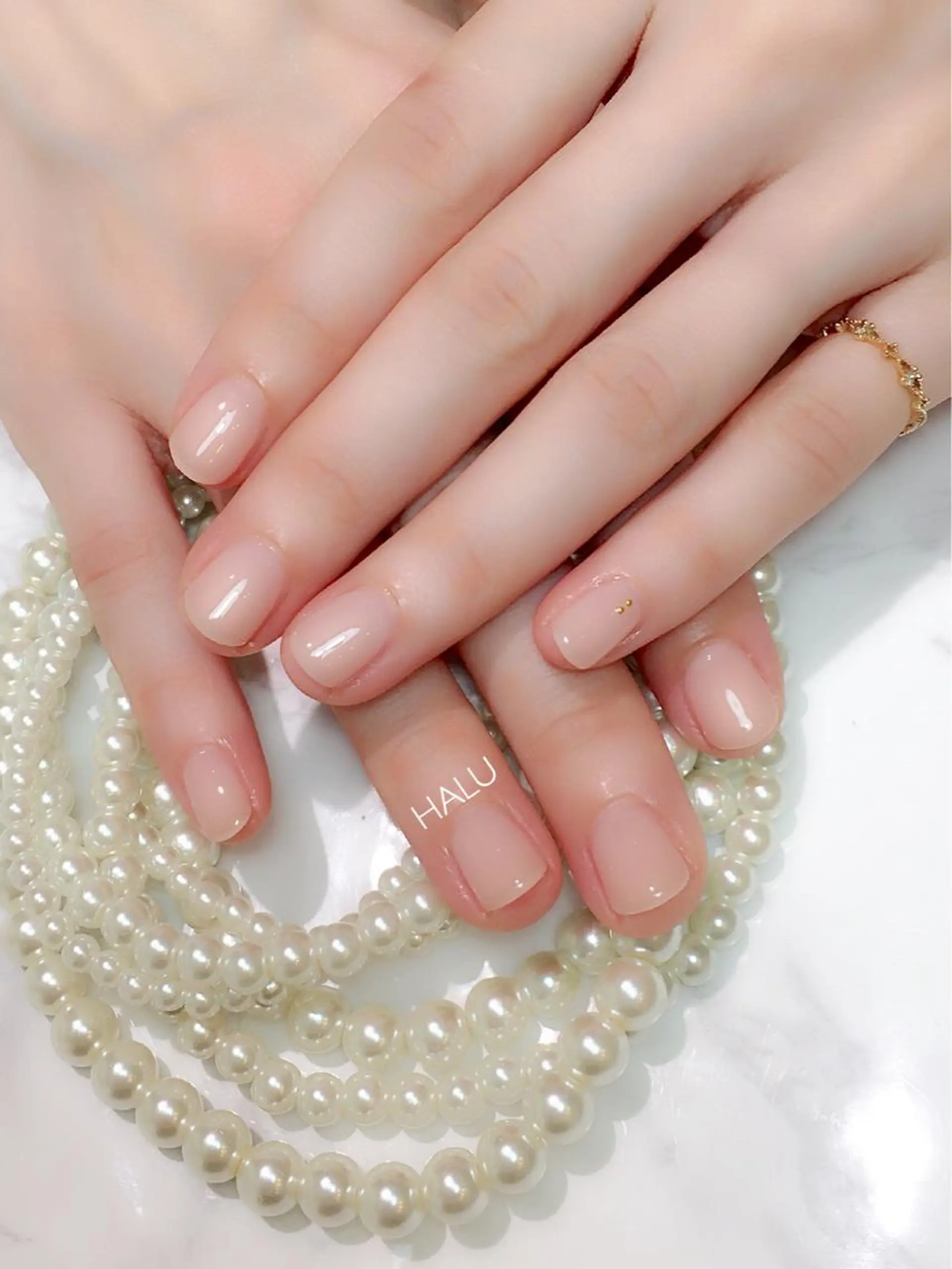 ネイル ワンカラーネイル ピンク ピンクベージュ HALU ハルのネイルデザイン