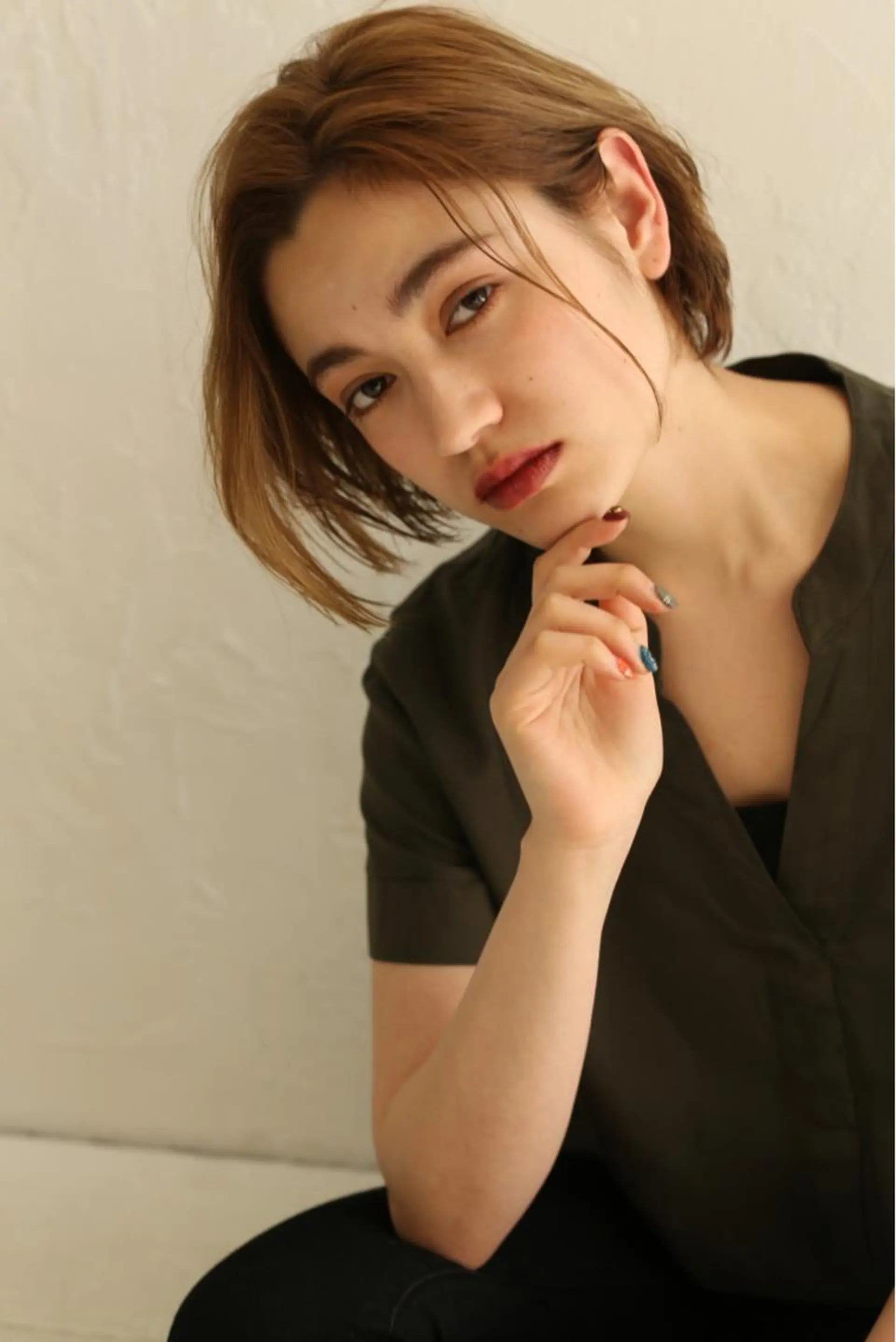 ミディアム 髪質改善ストレート、 カラー清野雄大のヘアスタイル