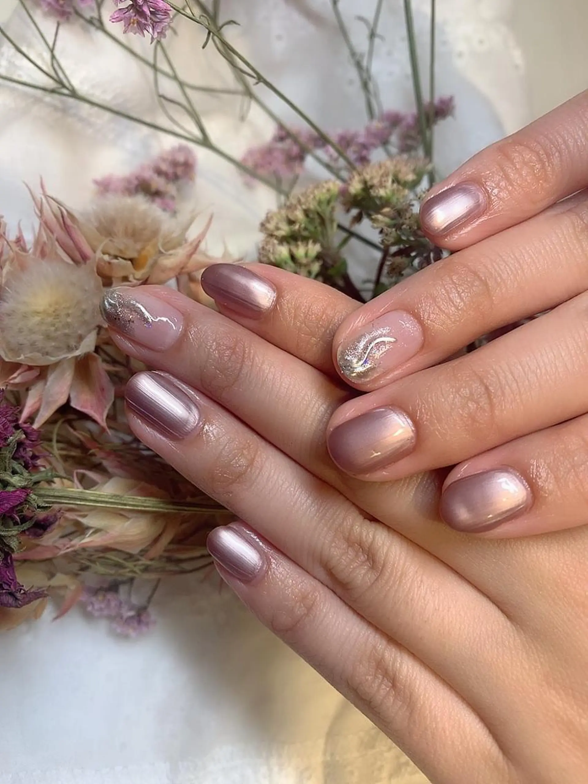 ネイル ゴールド ミラーネイル ピンク nail＊ runa🌻のネイルデザイン