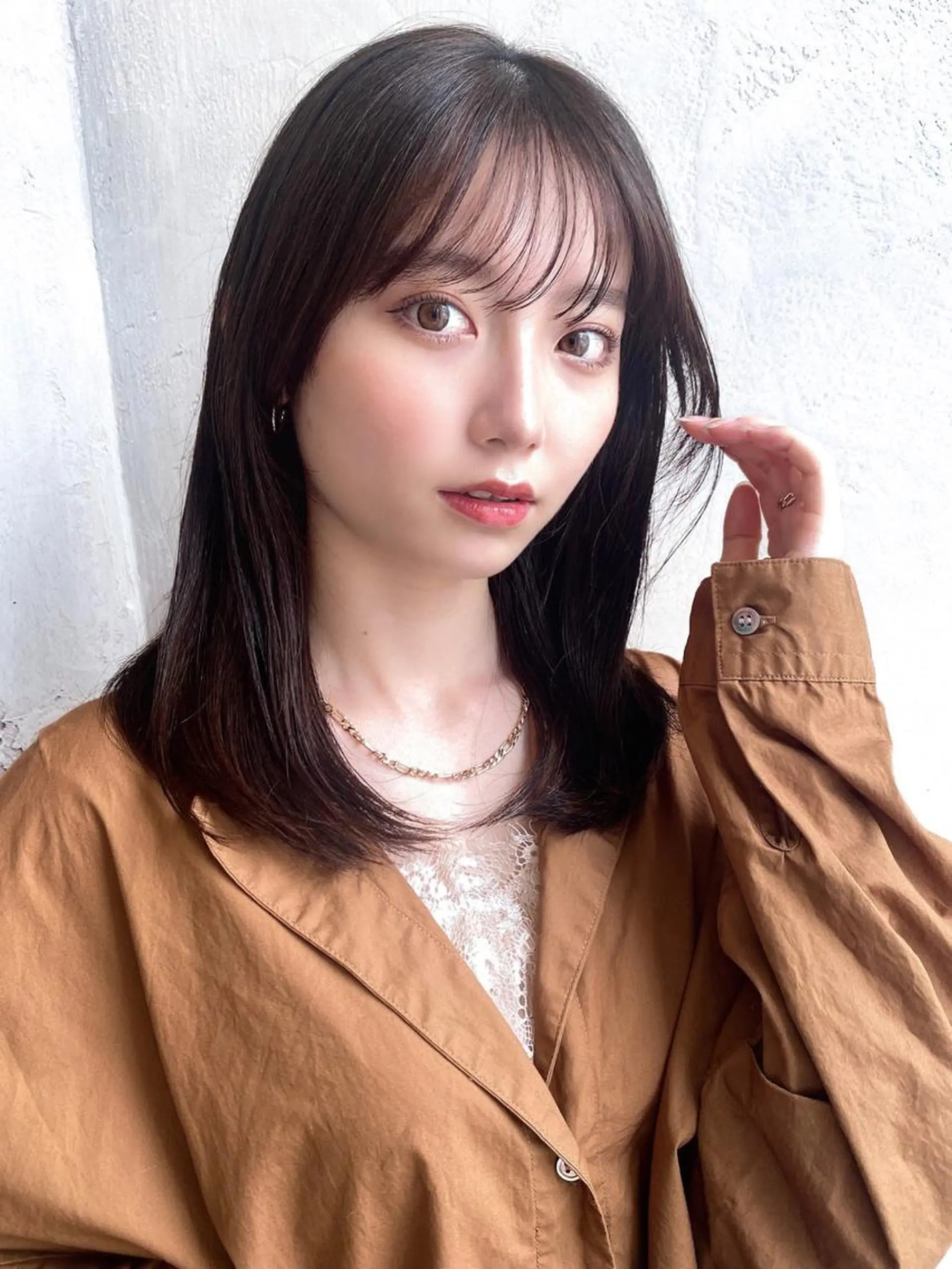 セミロング カラー パーマ ベージュカラー ブラウンカラー ブラウンベージュ くびれヘア 顔周りカット 顔周り/くびれヘア 韓国ヘア💕風間るなのヘアスタイル