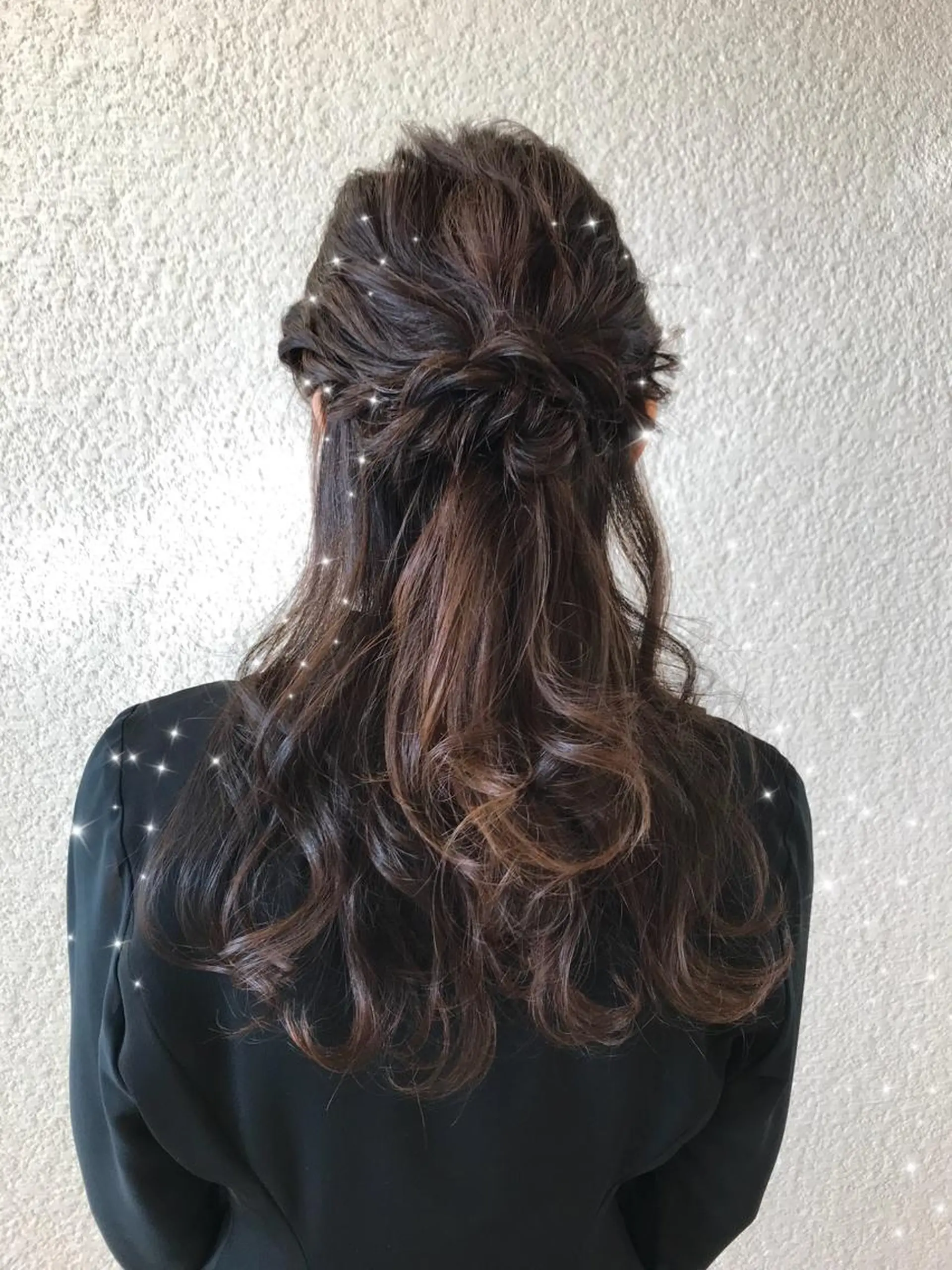 セミロング ヘアアレンジ ハーフアップ ヘアセット 高橋恵🌈生え癖改善 ウルフ/レイヤーのヘアスタイル