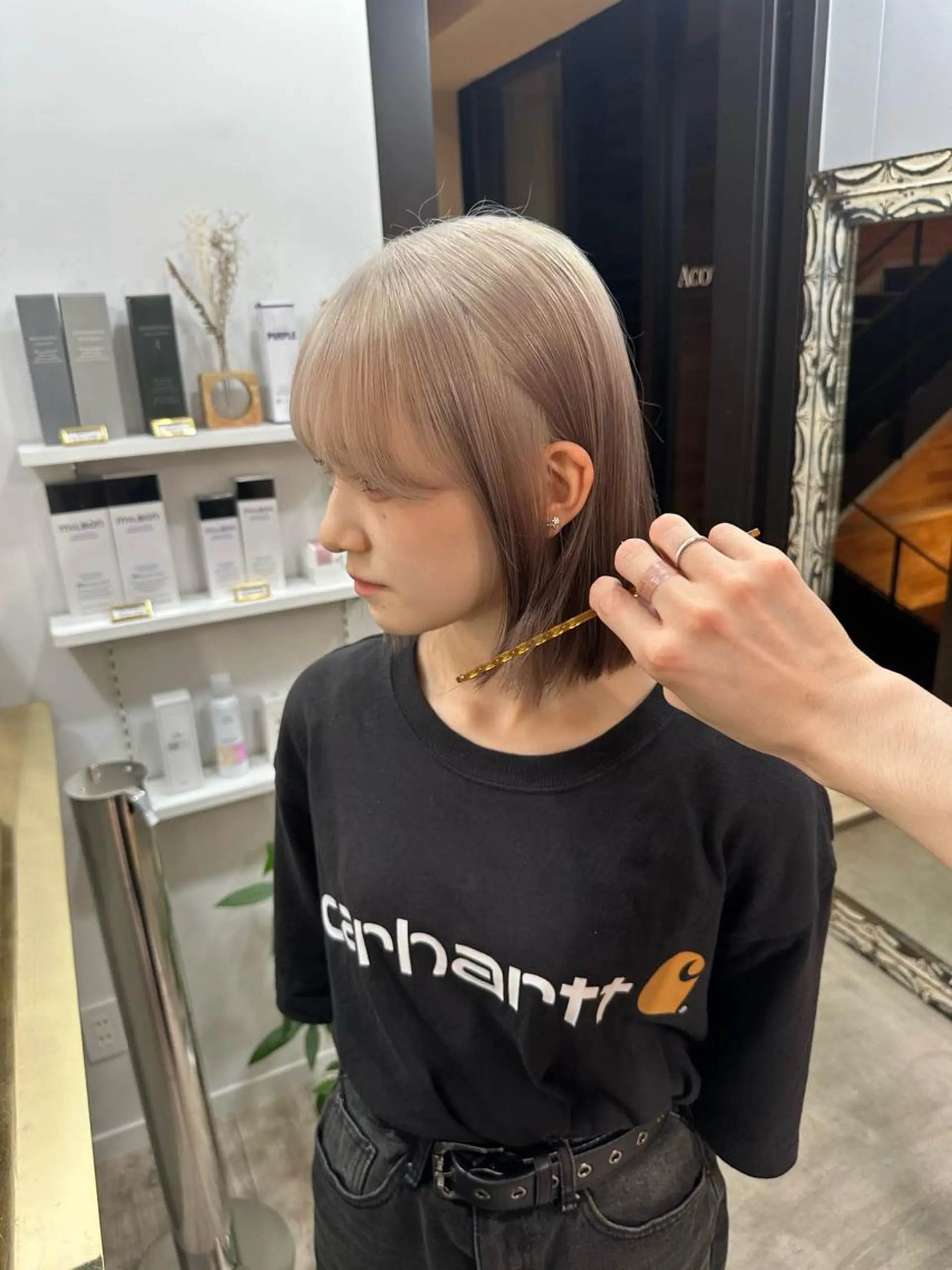 ミディアム ヘアカラー トリートメント Null 表参道所属・岩下昂世/ ハイトーン/デザインのヘアスタイル