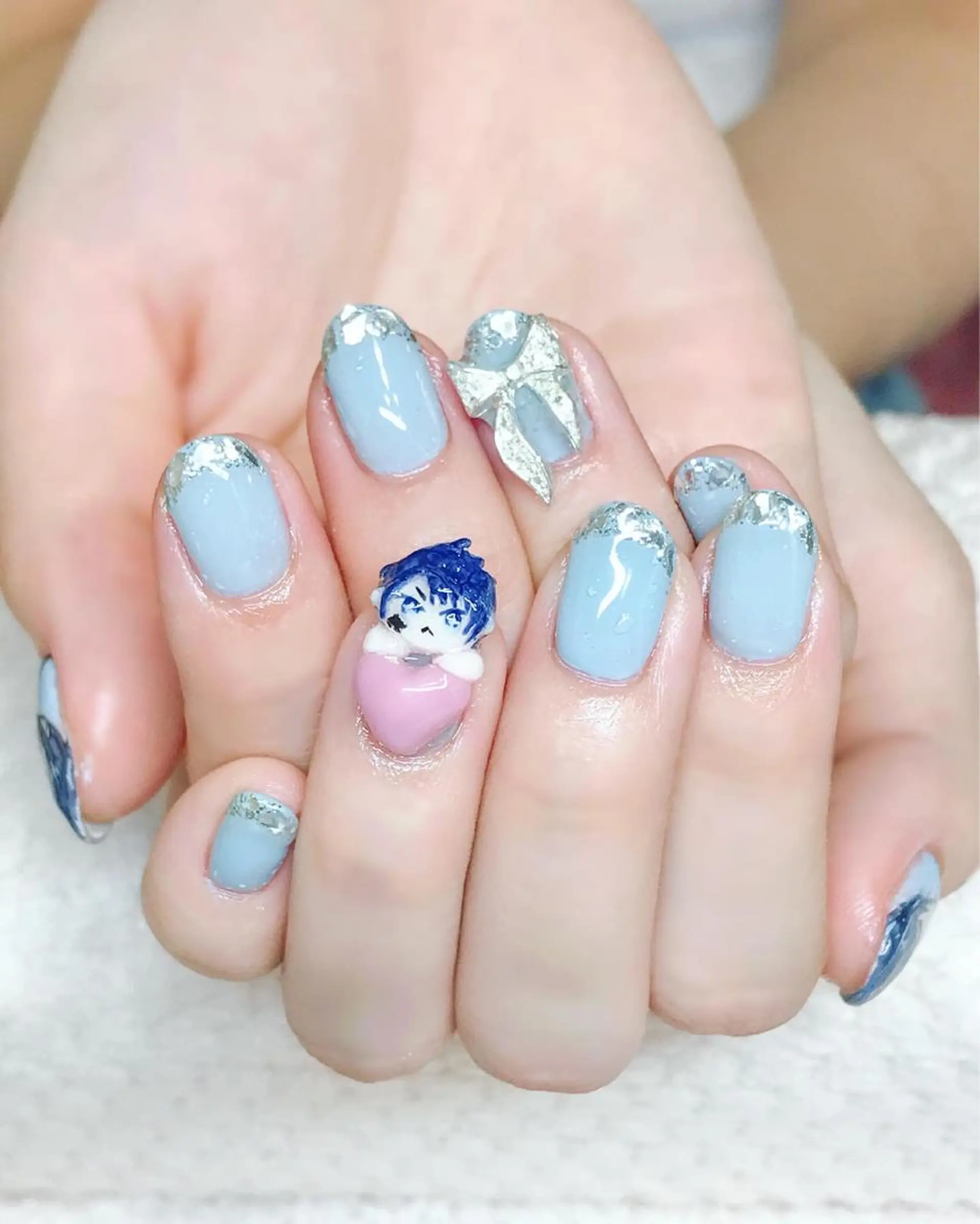 ネイル アートネイル フレンチネイル ジェルネイル ガラスフレンチ Nyanco Nailのネイルデザイン