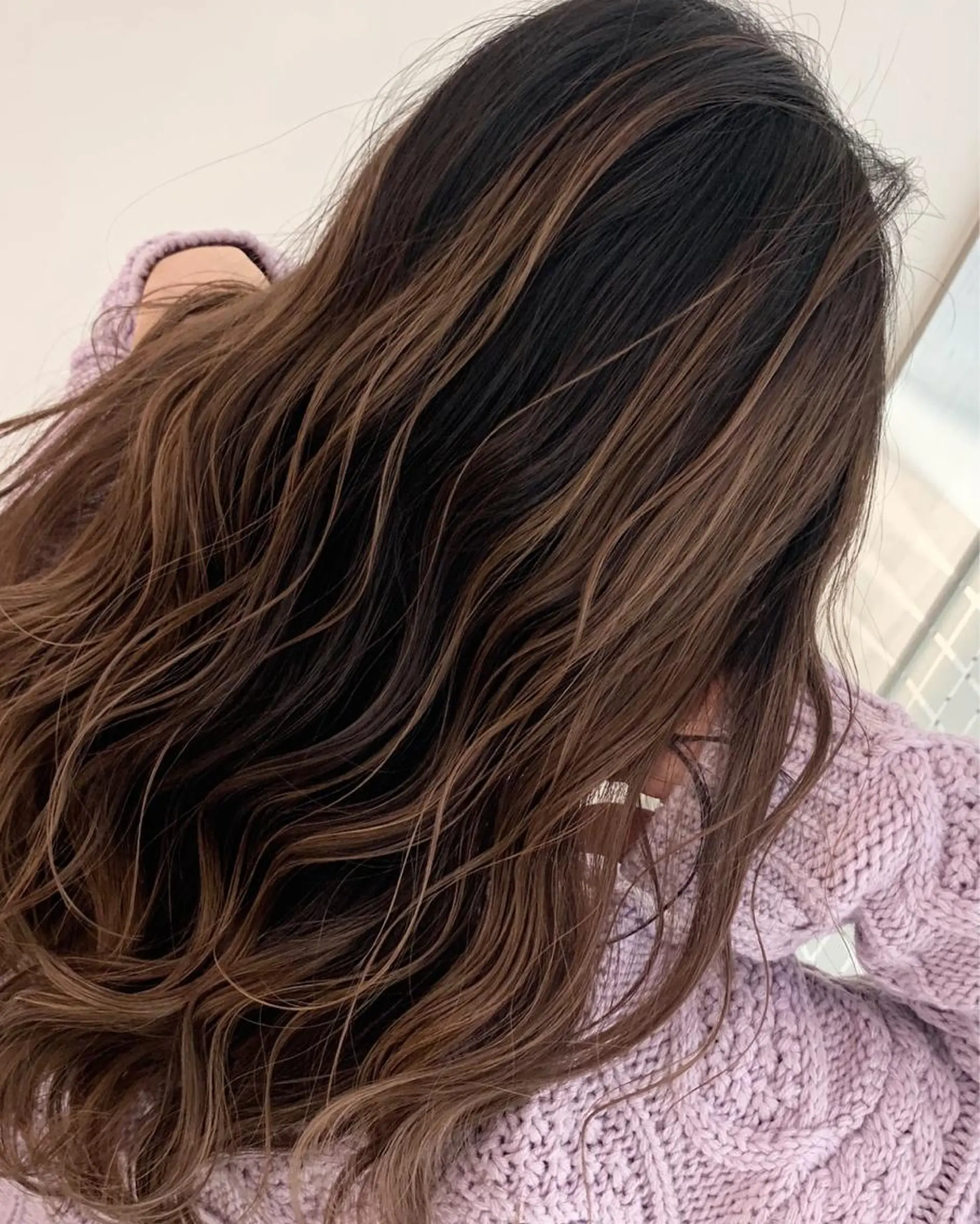 セミロング カラー バレイヤージュ レイヤーカット カット ヘアカラー ブリーチ/バレイヤ ージュ川端裕司のヘアスタイル