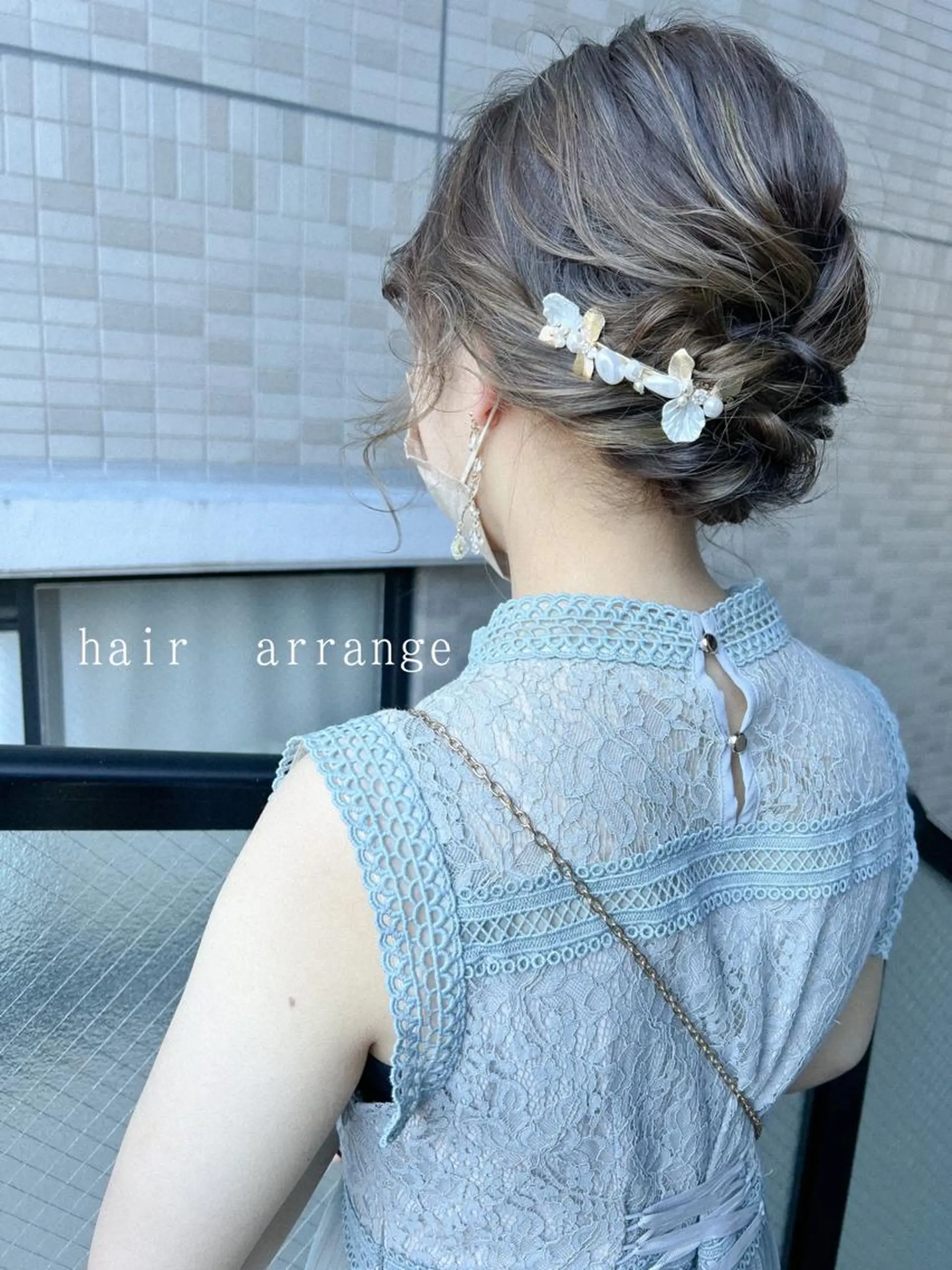 セミロング ヘアアレンジ 結婚式・ブライダル ヘアセット カラーパティシエ facce🌼ikoのヘアスタイル