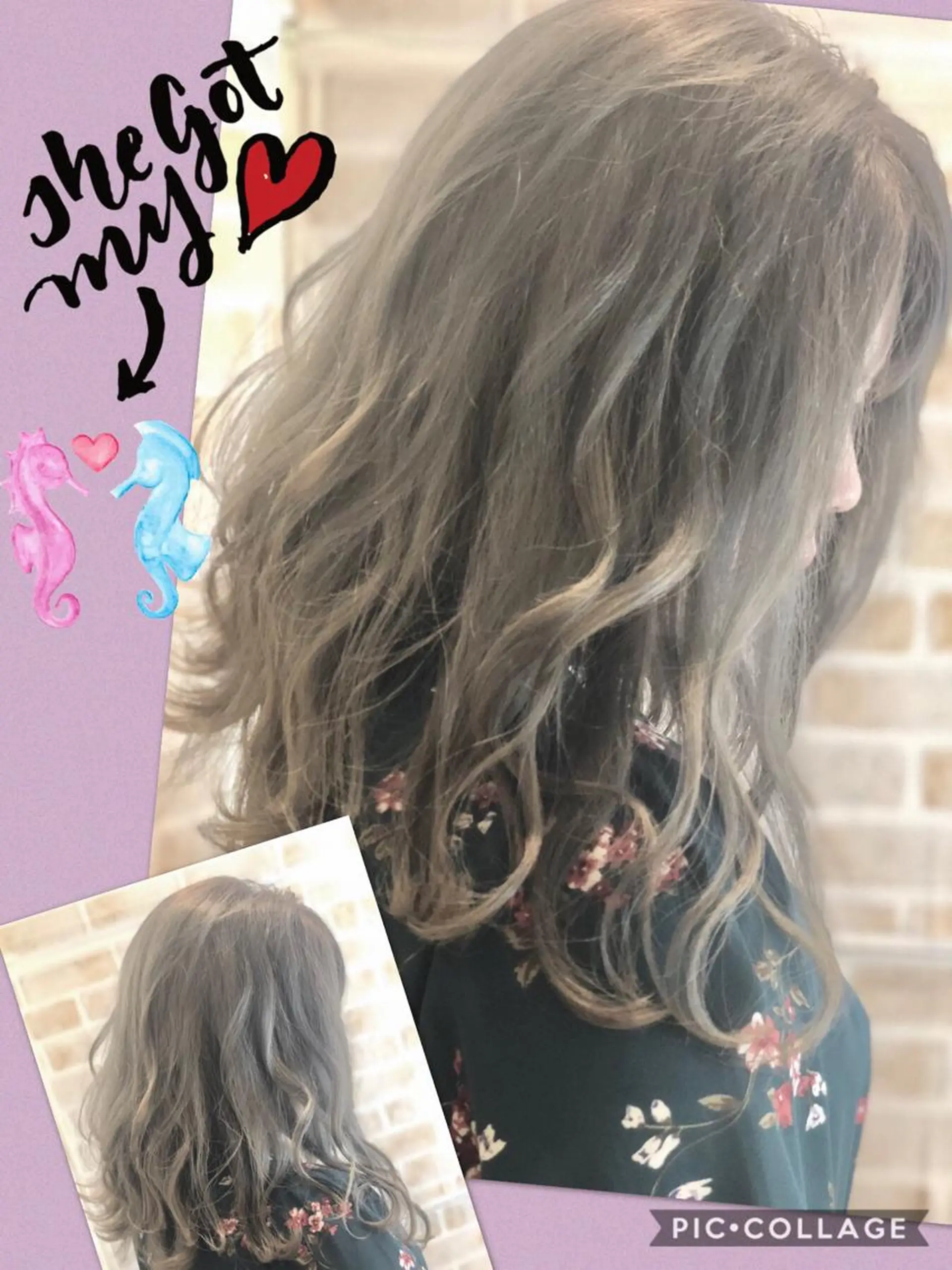 ミディアム カラー グレージュ パープルカラー パープルグレージュ 永島 桜のヘアスタイル