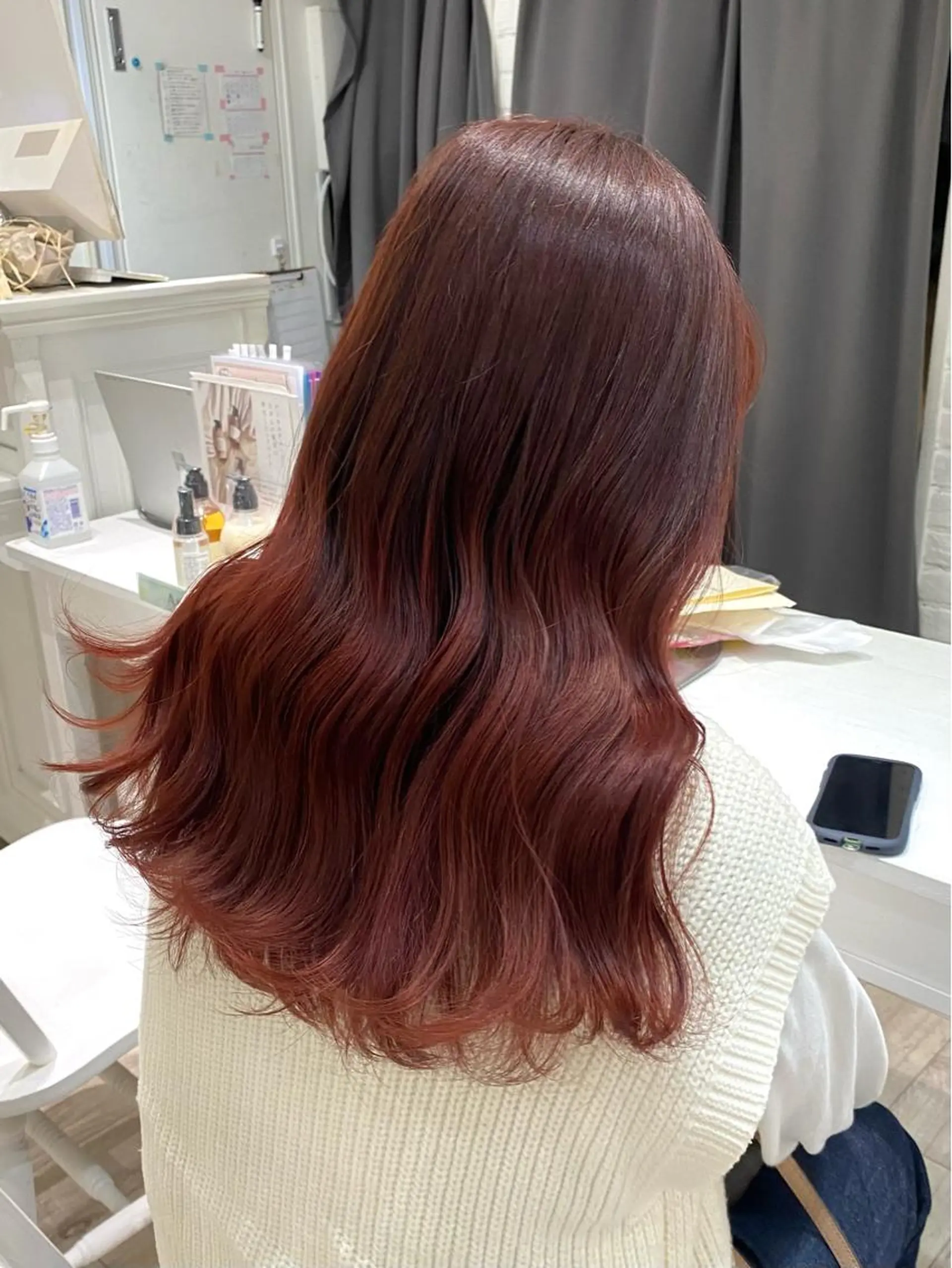 セミロング カラー ブリーチ ブリーチなしカラー ピンクカラー 暖色カラー✨️ 門内 梨真のヘアスタイル