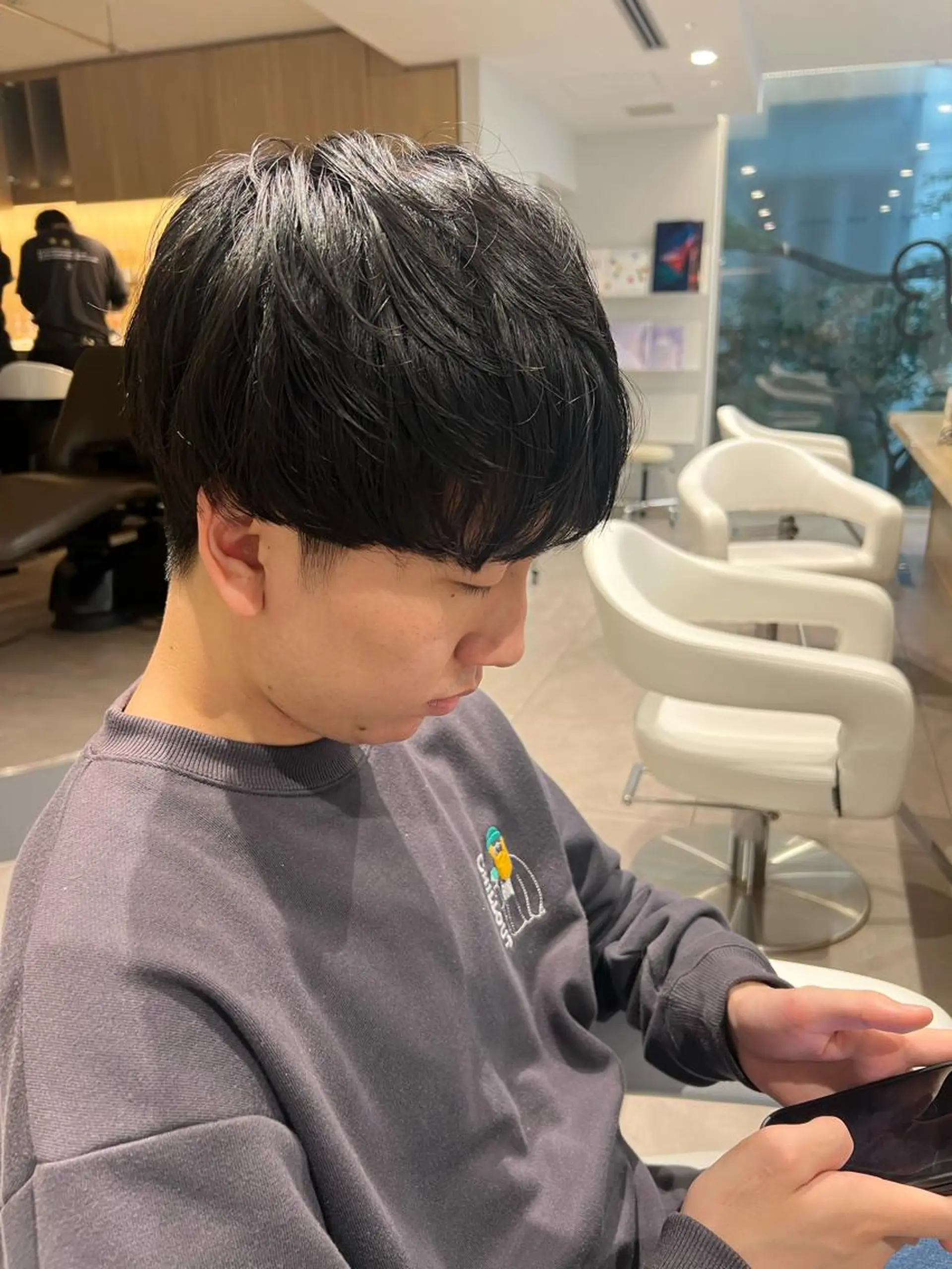 ショート メンズ マッシュ メンズパーマ カット uka スタイリスト 楠本紗己のヘアスタイル