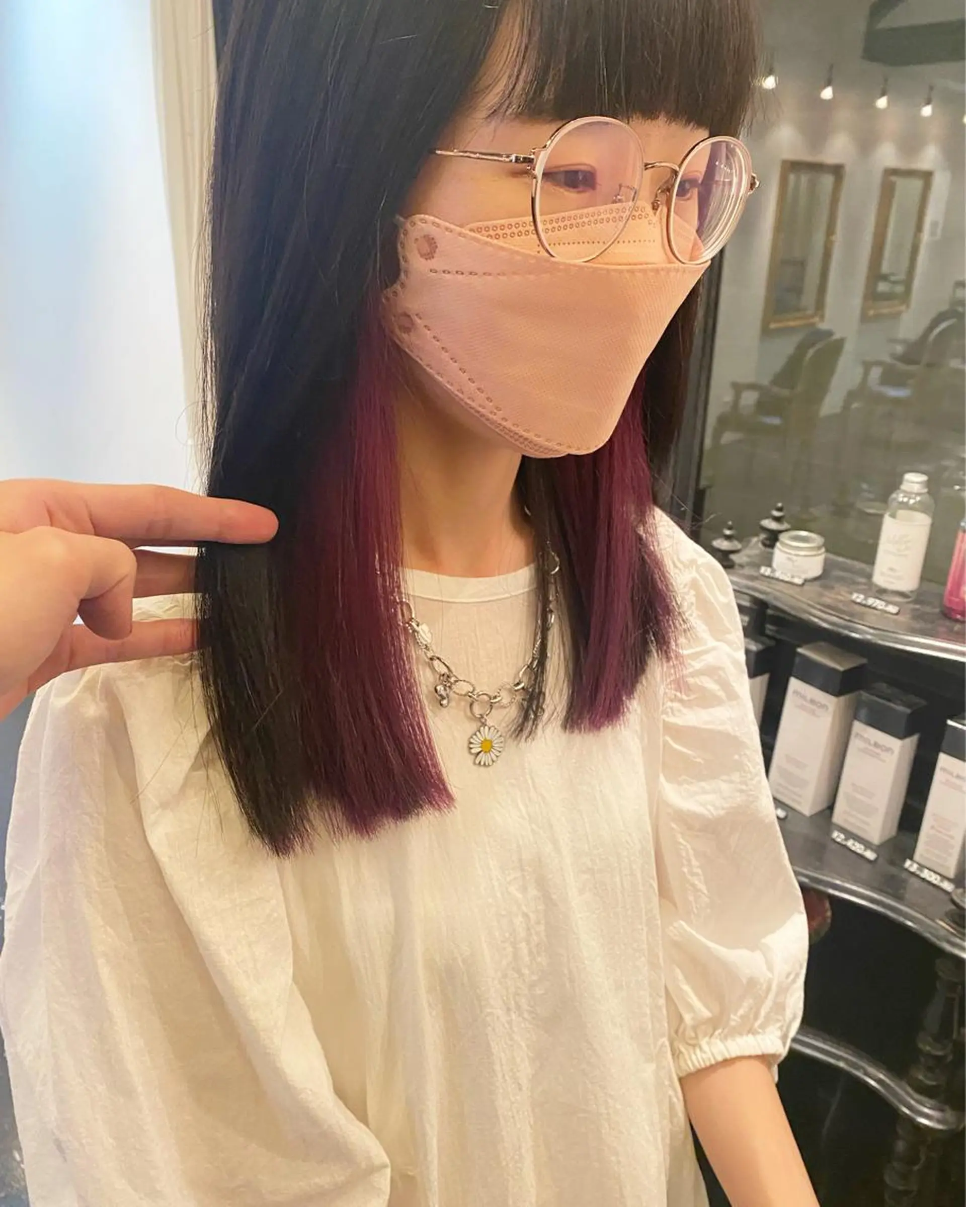 ロング カラー ブリーチ ピンクカラー tonari 梅田、中崎町のヘアスタイル