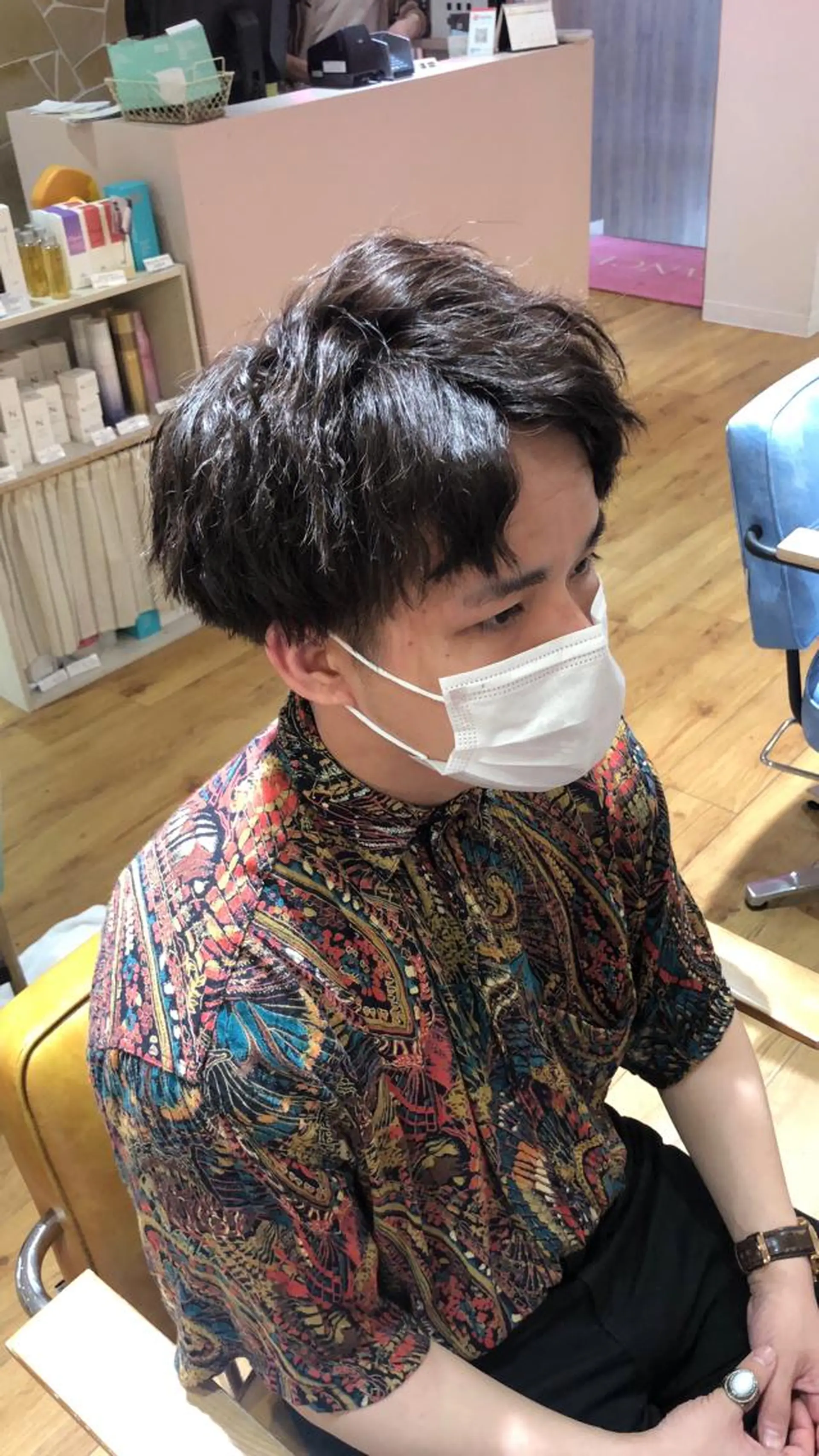 ショート パーマ メンズ 【ブリーチ無しW】 【暗髪&暖色系】圭真のヘアスタイル