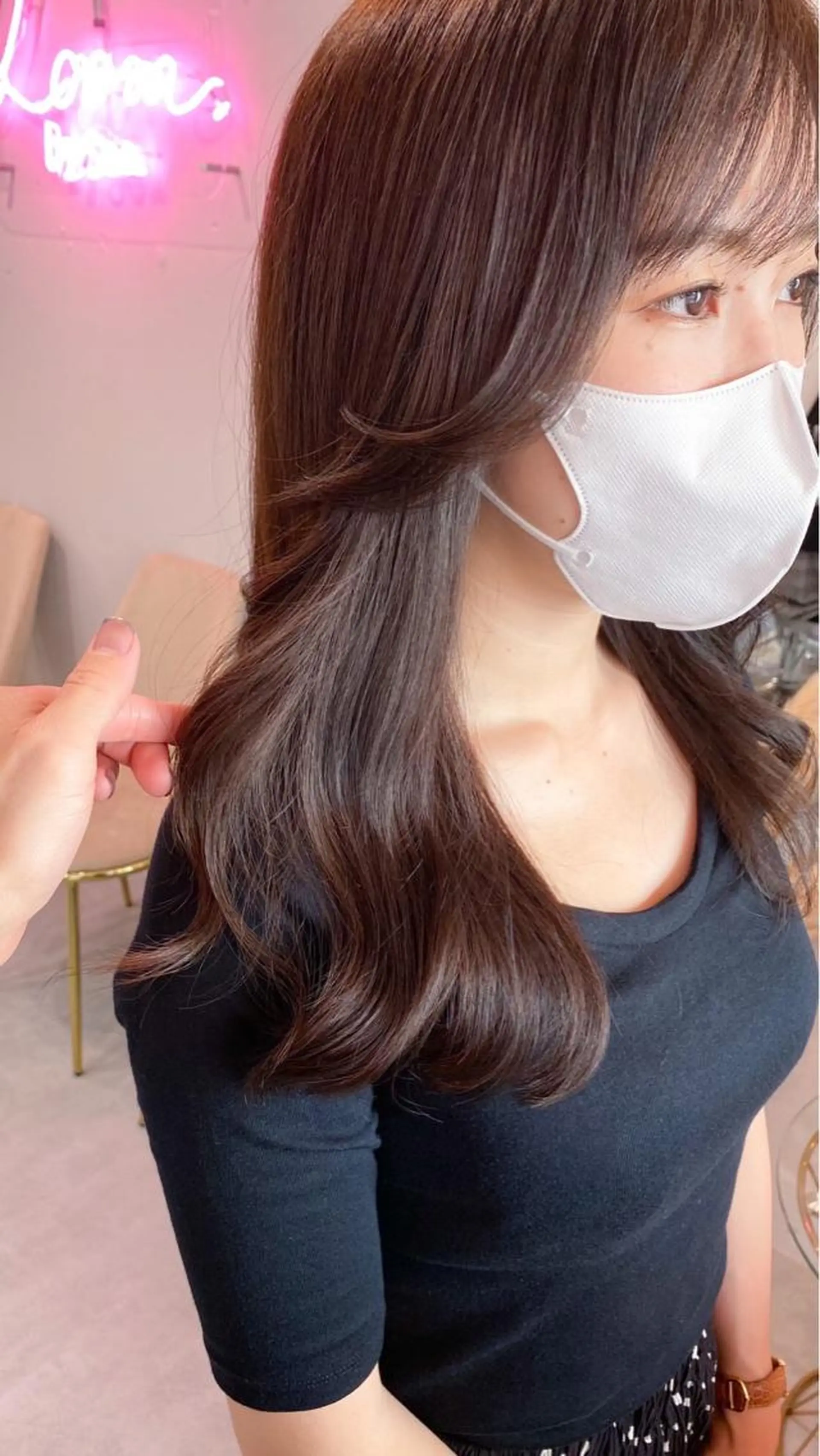 セミロング カラー シールエクステ セミロングパーマ ブリーチ ケアブリーチ ダブルカラー 新宿/韓国風レイヤー 髪質改善/渋谷直樹のヘアスタイル