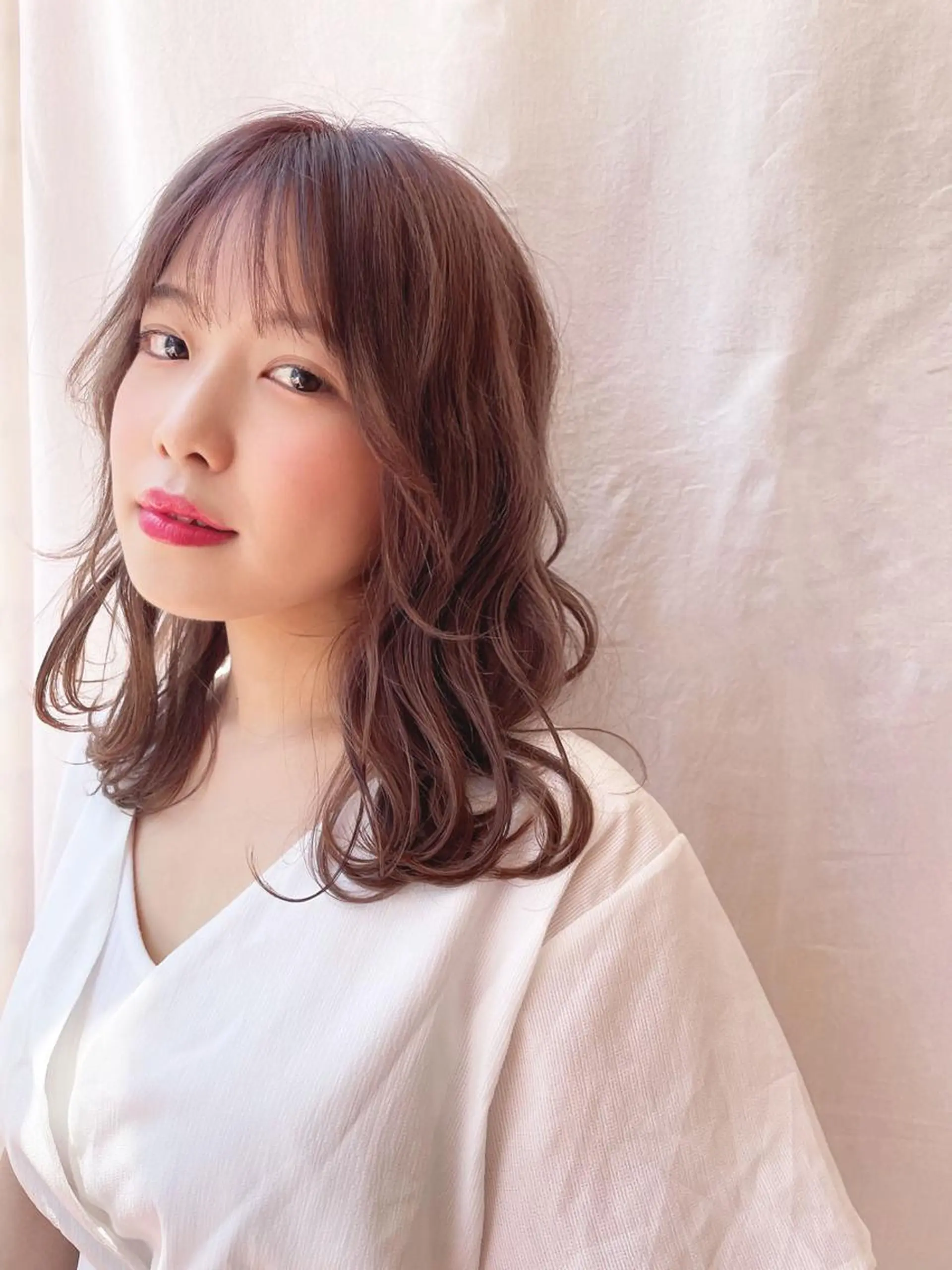 ミディアム カット ヘアカラー 原木 康臣のヘアスタイル