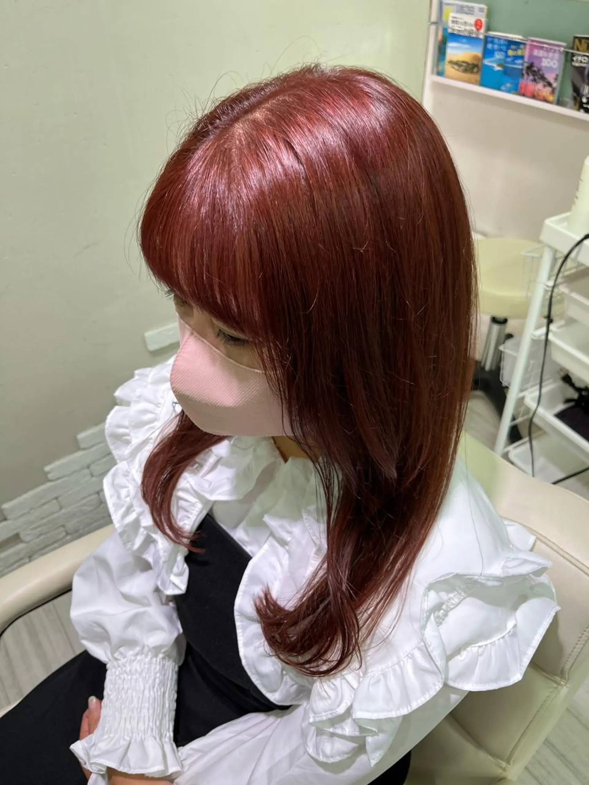 ロング ピンクブラウン カット ヘアカラー トリートメント 坂口 愛のヘアスタイル