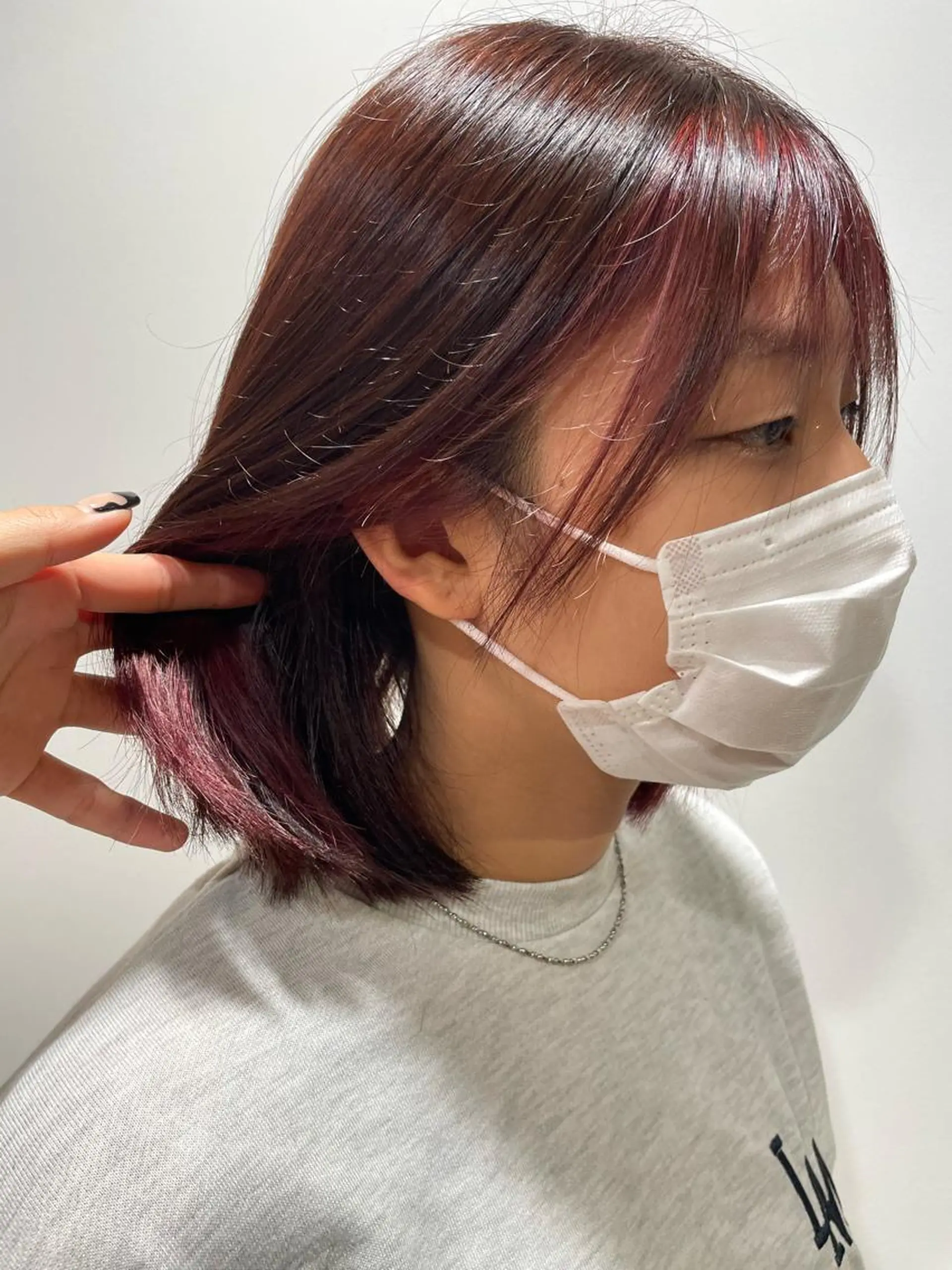 ミディアム カラー ミストバング フェイスフレーミング 韓国風カラー🤎 𝒄𝒉𝒊𝒌𝒂のヘアスタイル