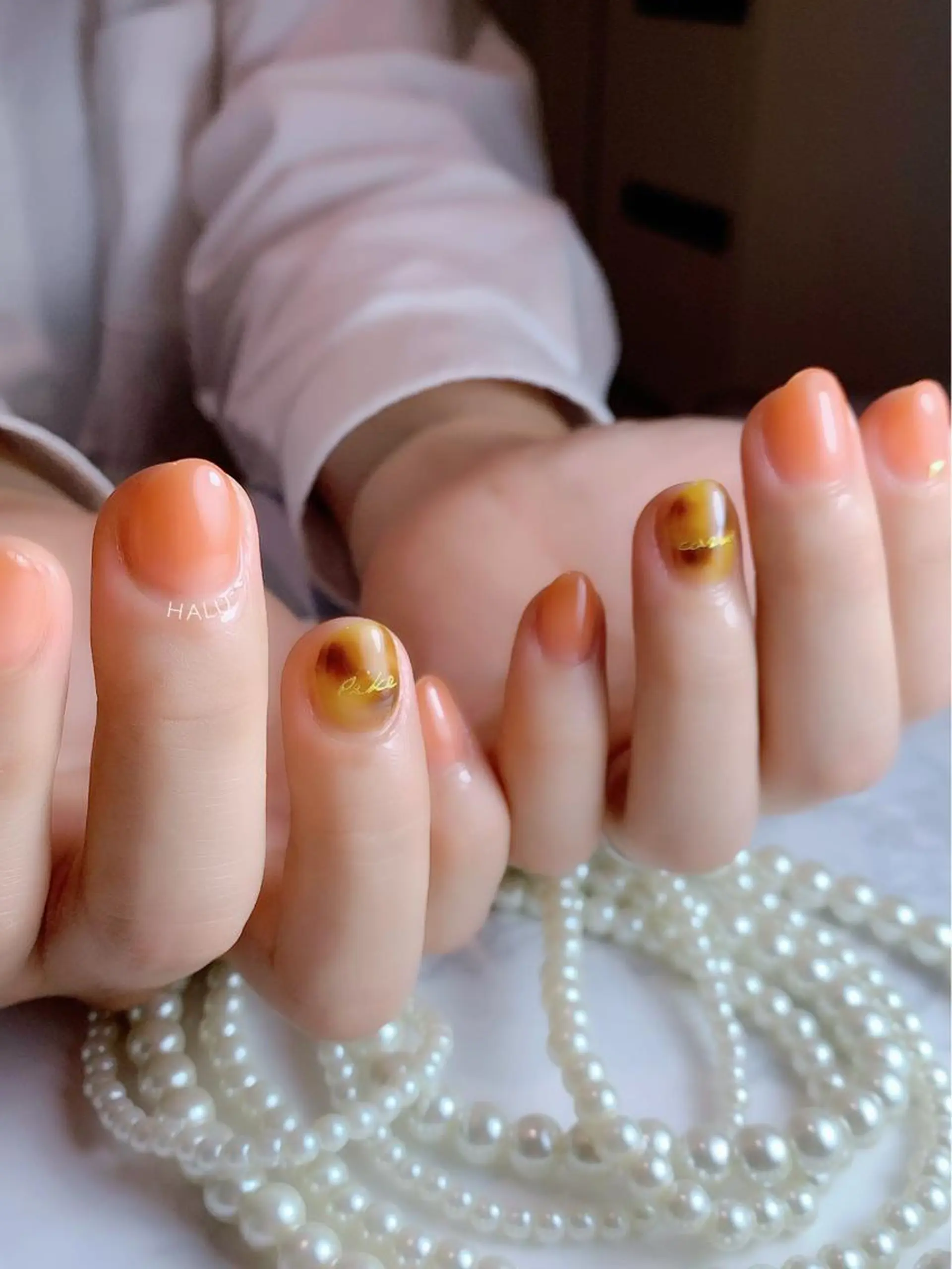 ネイル オレンジ HALU ハルのネイルデザイン