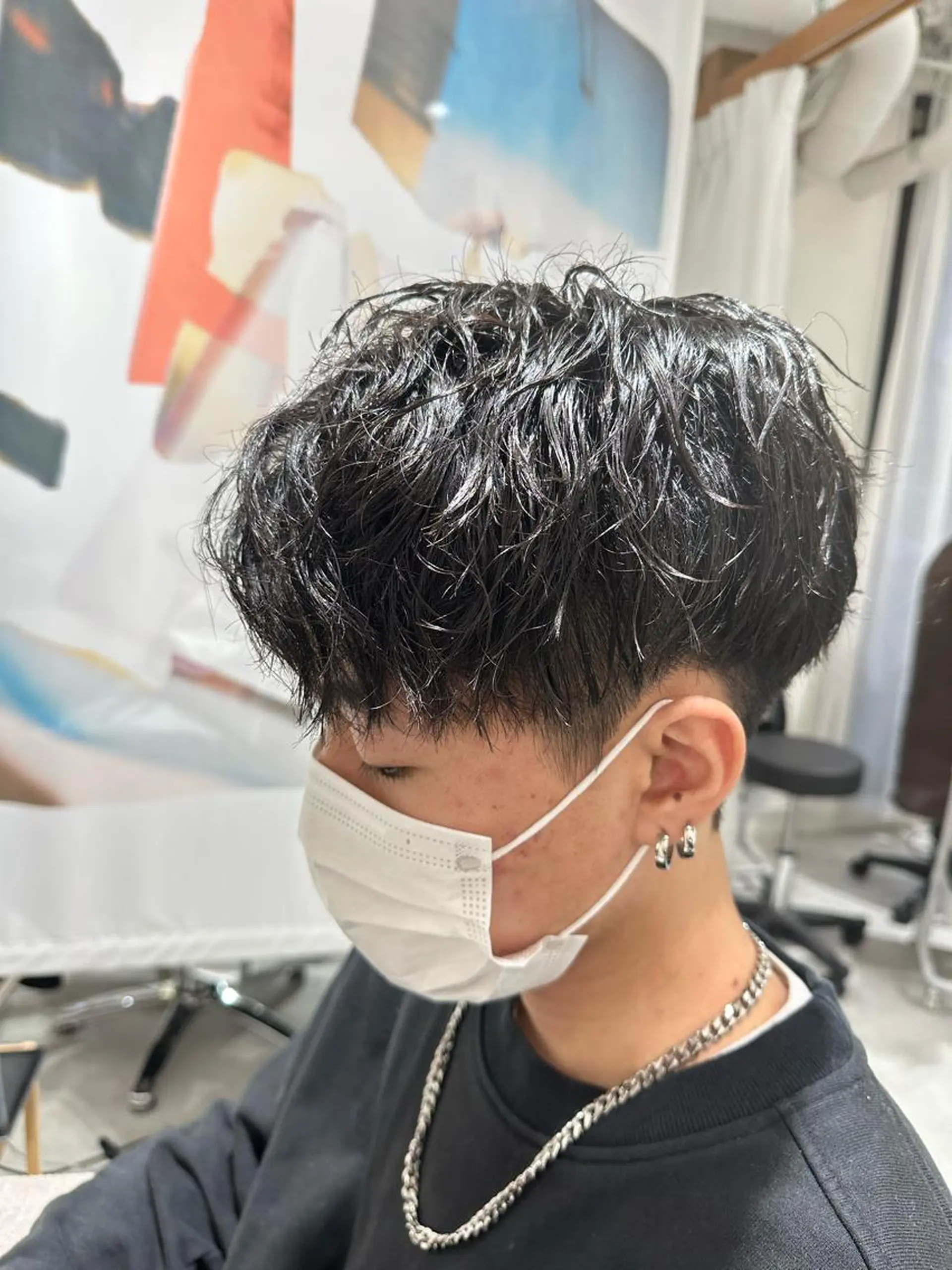 パーマ メンズ センターパート カット パーマ 💎メンズパーマ特化 🥇メンズのプロのヘアスタイル