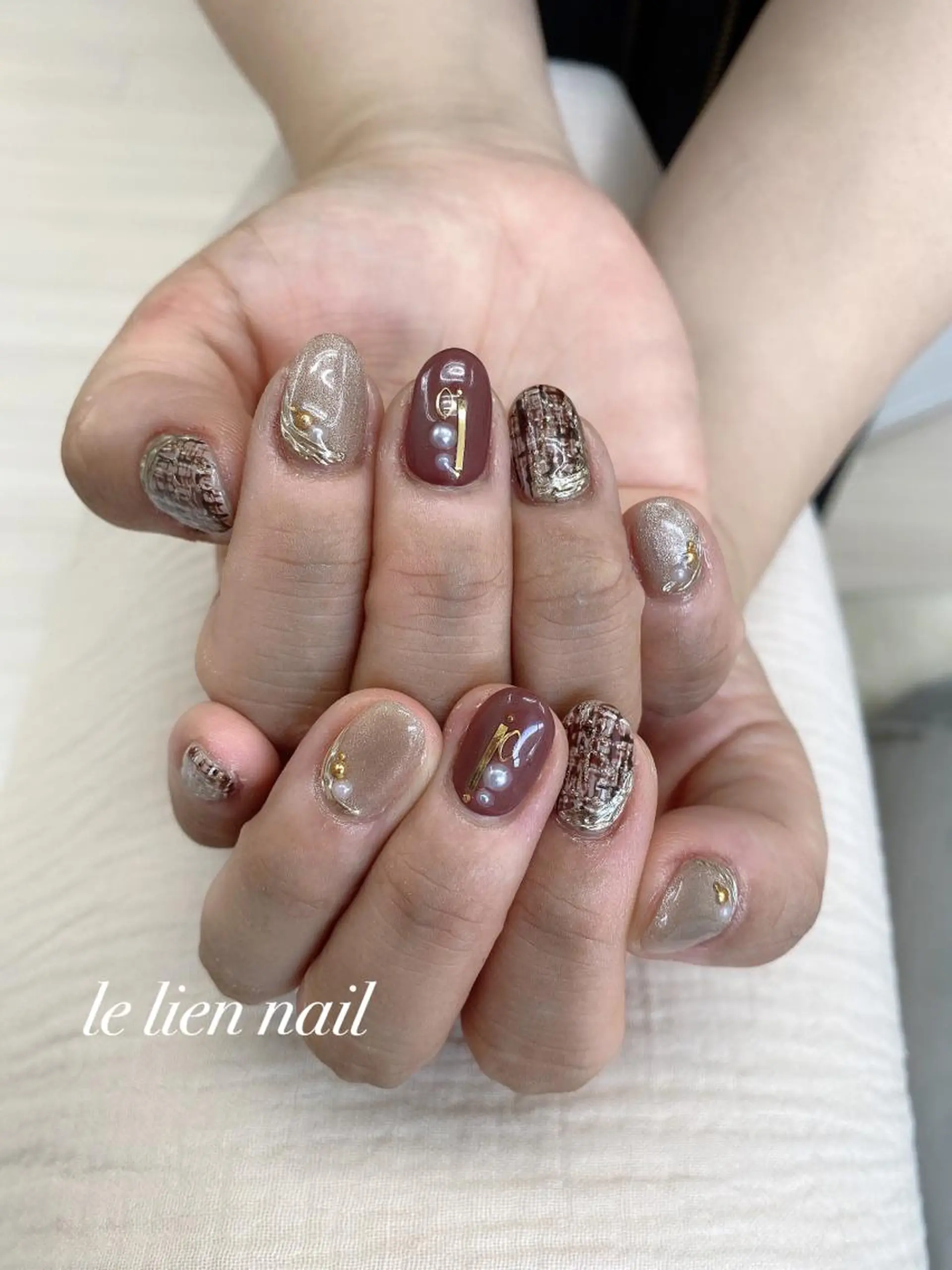 ネイル アートネイル マグネットネイル ニュアンスネイル ツイードネイル le lien nailのネイルデザイン