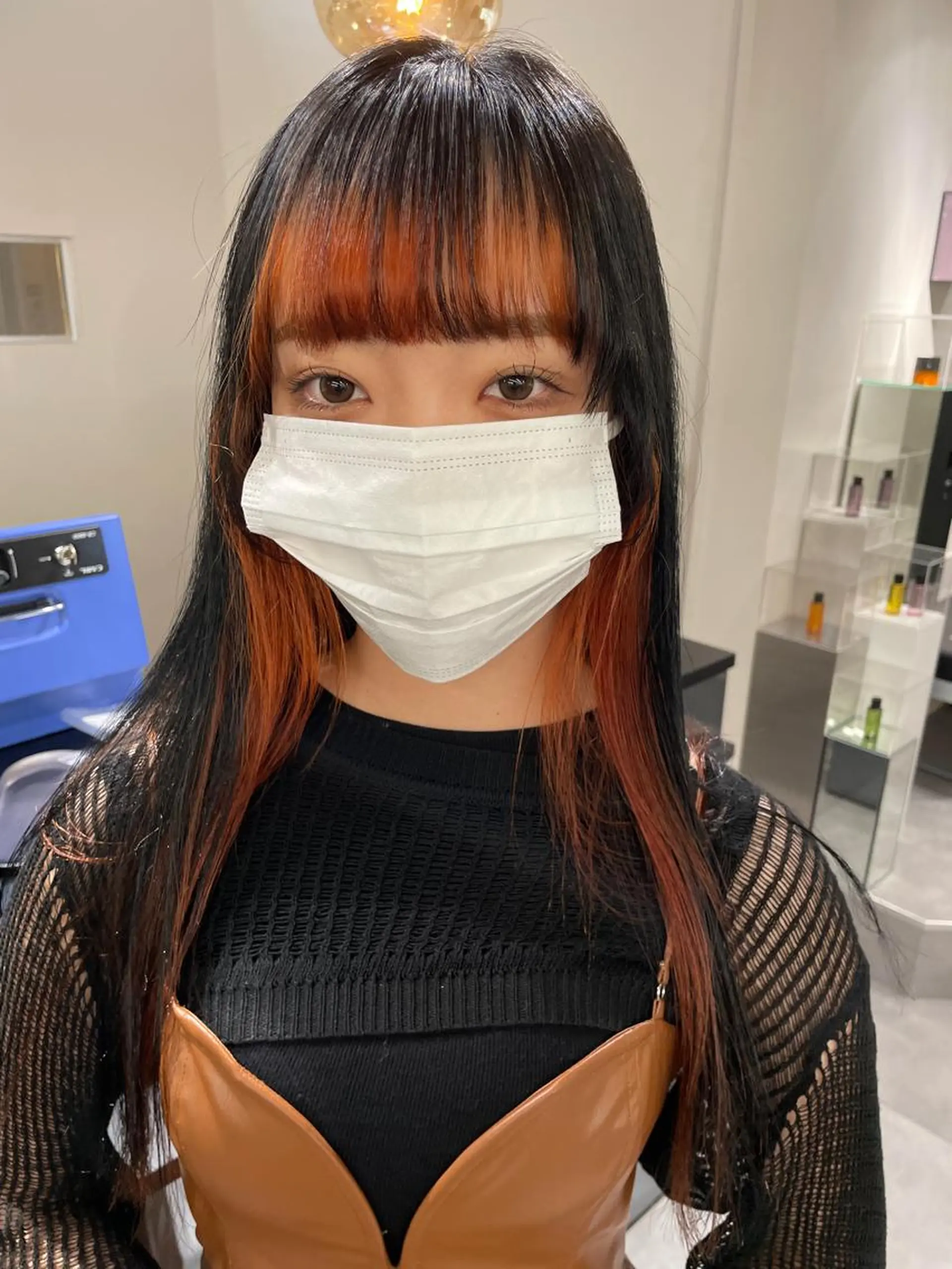 ロング カラー 切りっぱなしボブ レイヤー/縮毛矯正のヘアスタイル