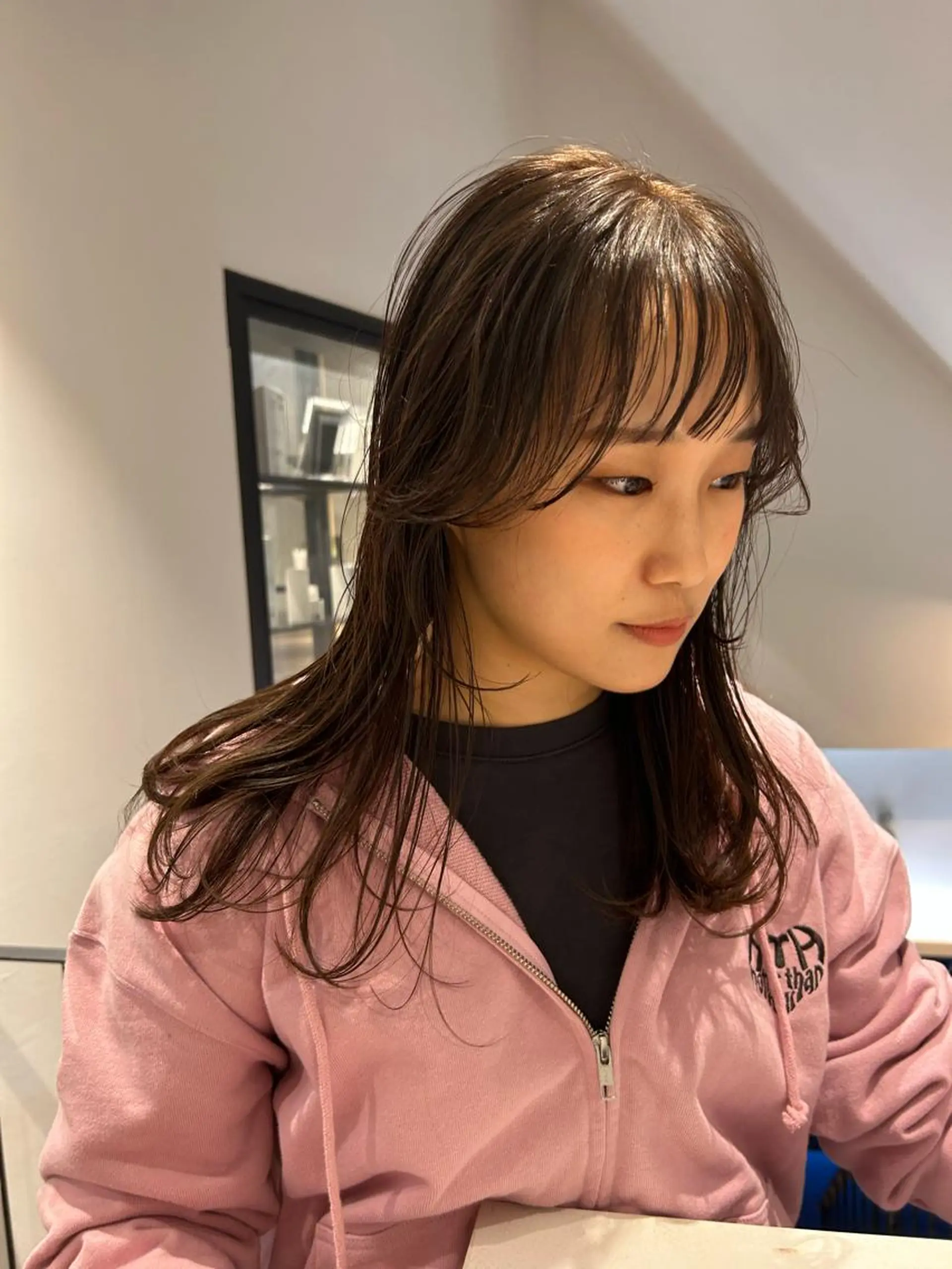 セミロング カラー パーマ レイヤー/透明感/ ブリーチなし/わかなのヘアスタイル