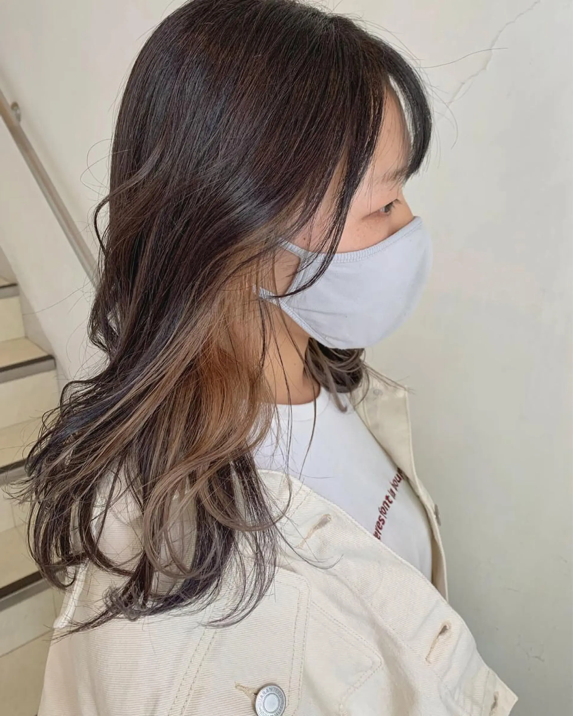 ロング カラー イヤリングカラー ヘアカラー 似合わせカットカラー ♡佐藤捺美のヘアスタイル