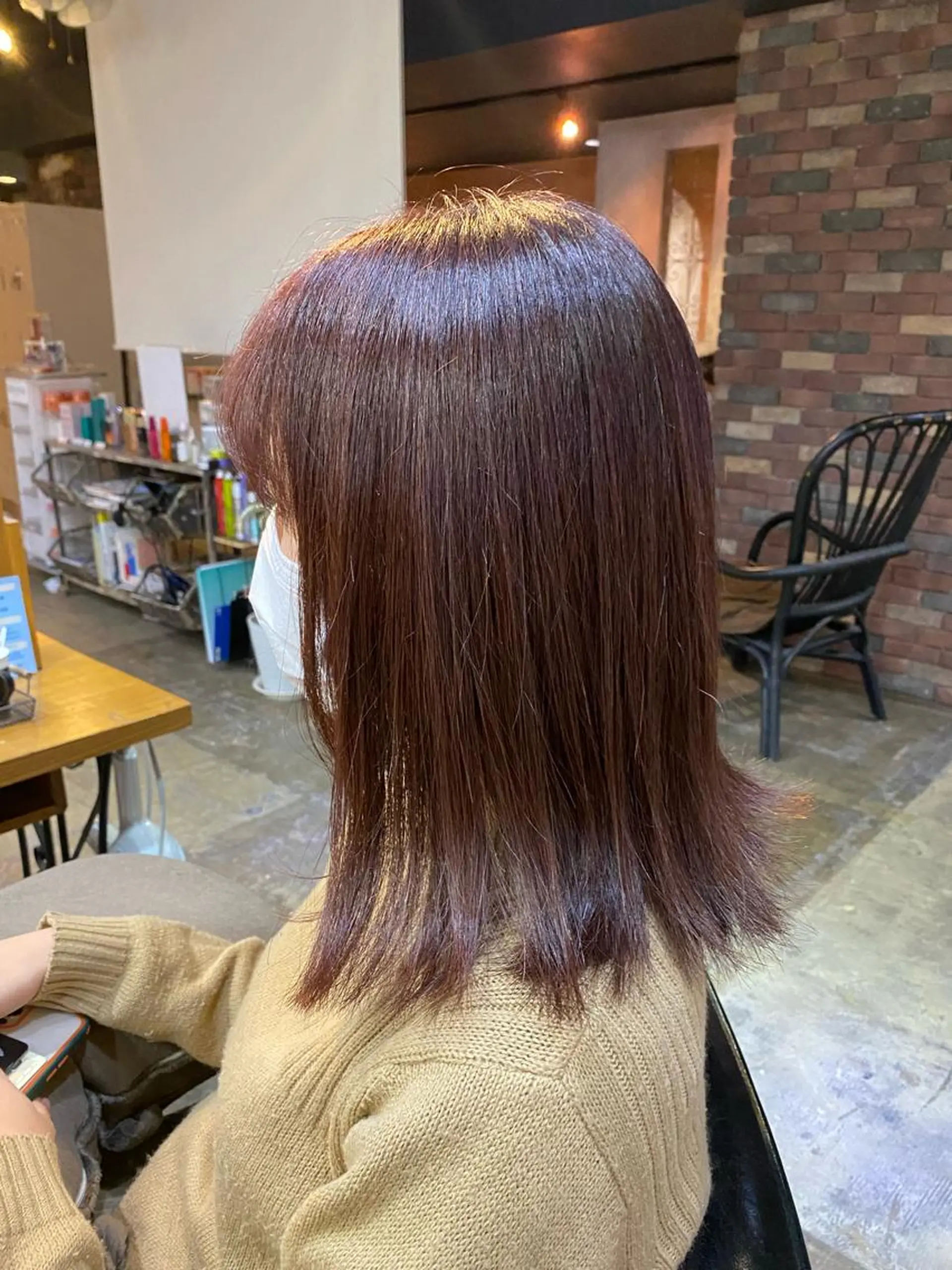 ミディアム カラー レッドカラー バイオレットカラー ボブ 外ハネヘア 🌙𝑳𝑼𝑵𝑨 工藤/メンズカット✂のヘアスタイル