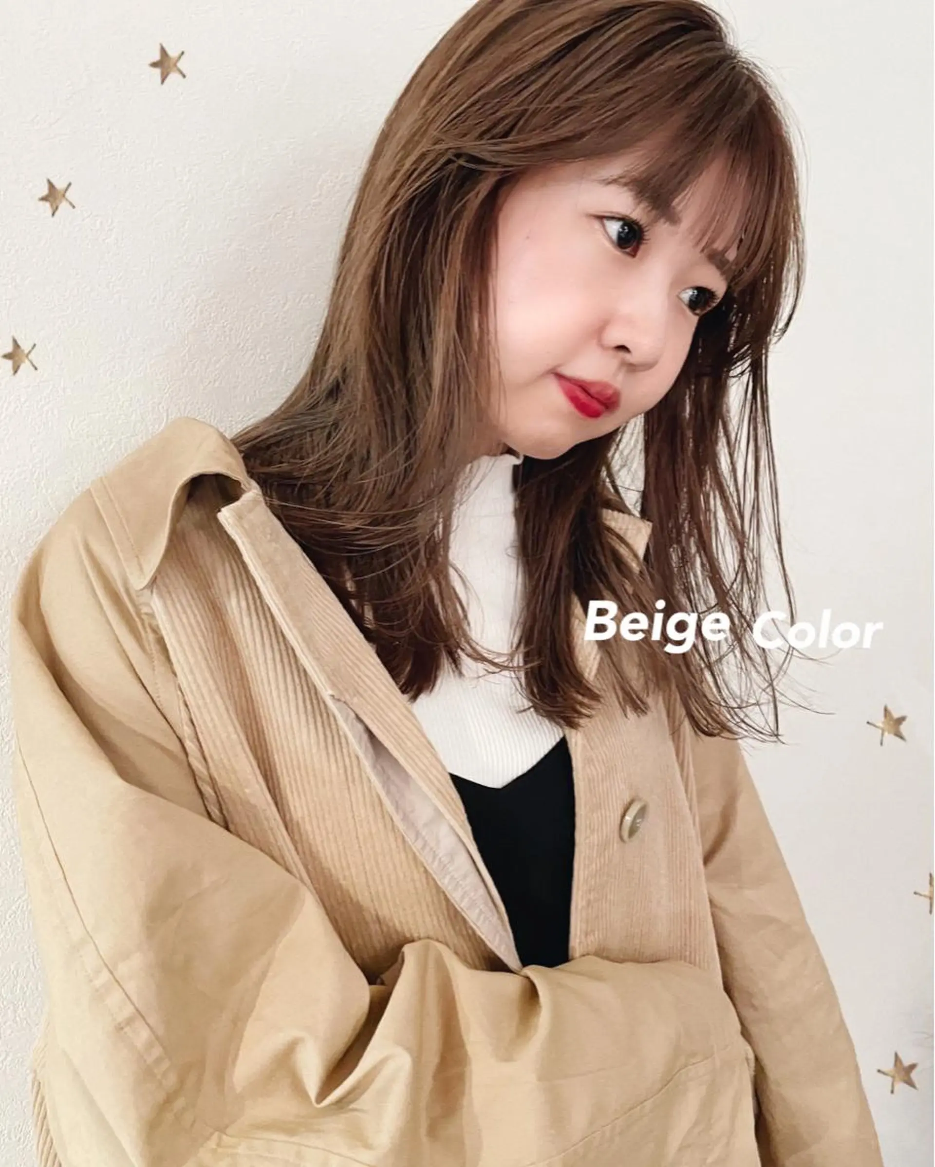 ミディアム カラー カット ヘアカラー 市川 千夏のヘアスタイル