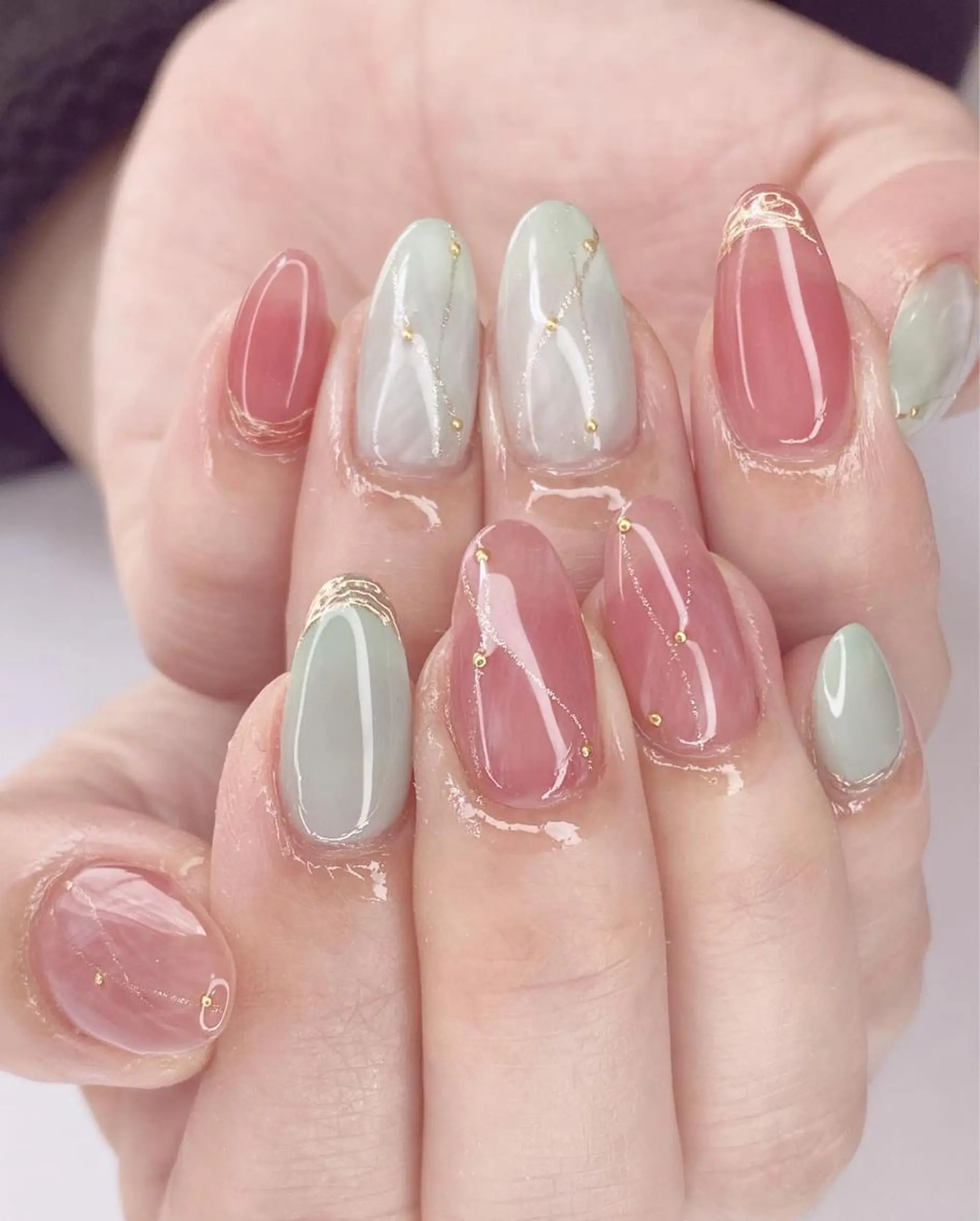 ネイル アートネイル オーロラネイル 桜ネイル クリアネイル フレンチネイル Nail Salon ertiのネイルデザイン