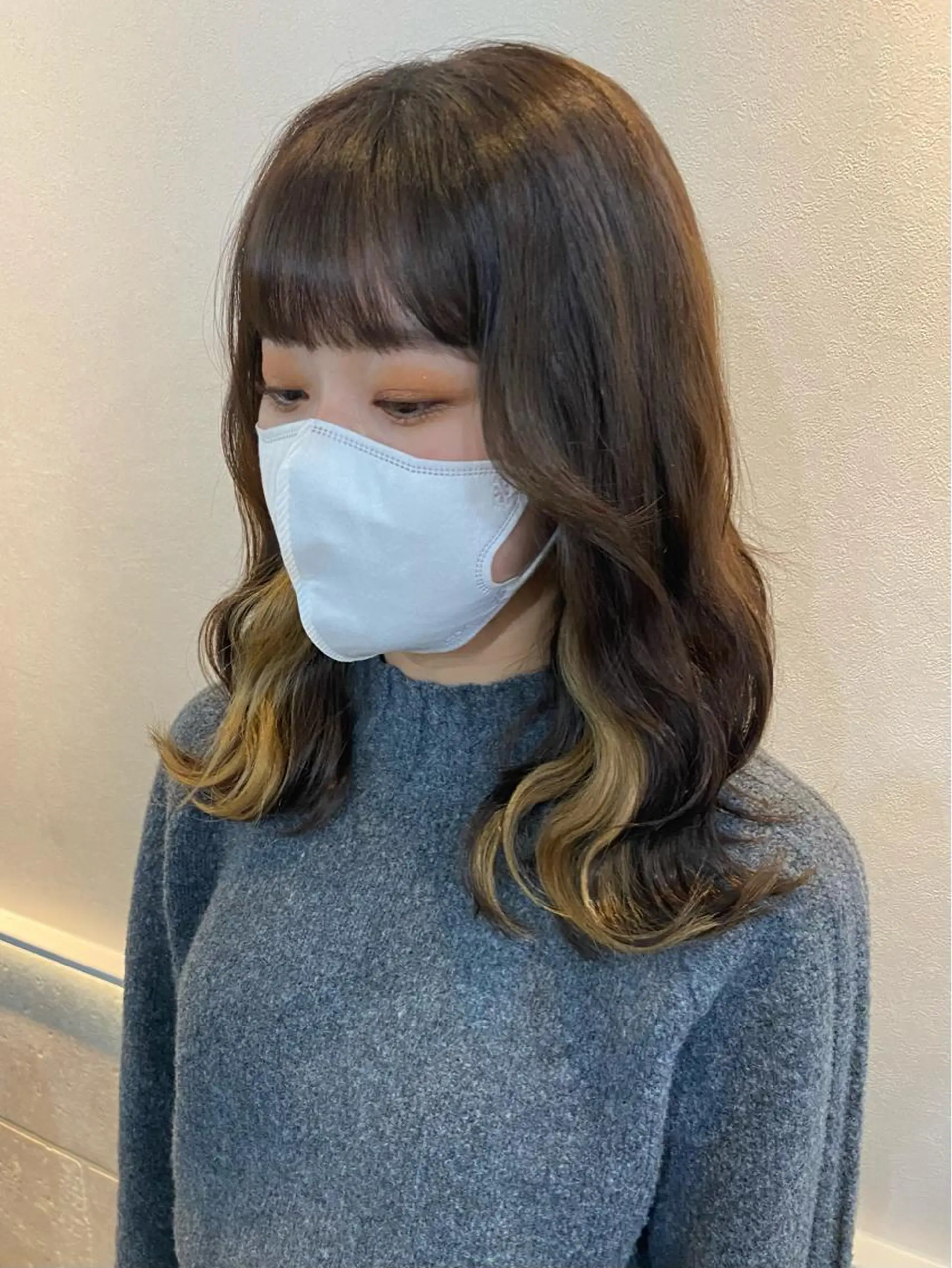 セミロング カラー Rinka/梅田/ 透け感カラー🤎のヘアスタイル