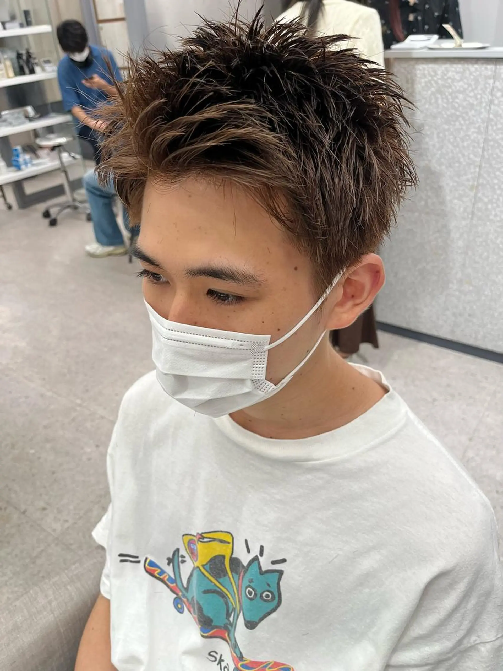 カラー メンズ スパイキーショート カット ヘアカラー 🍐シャドウパーマ メンズ特化/守岡🍐のヘアスタイル