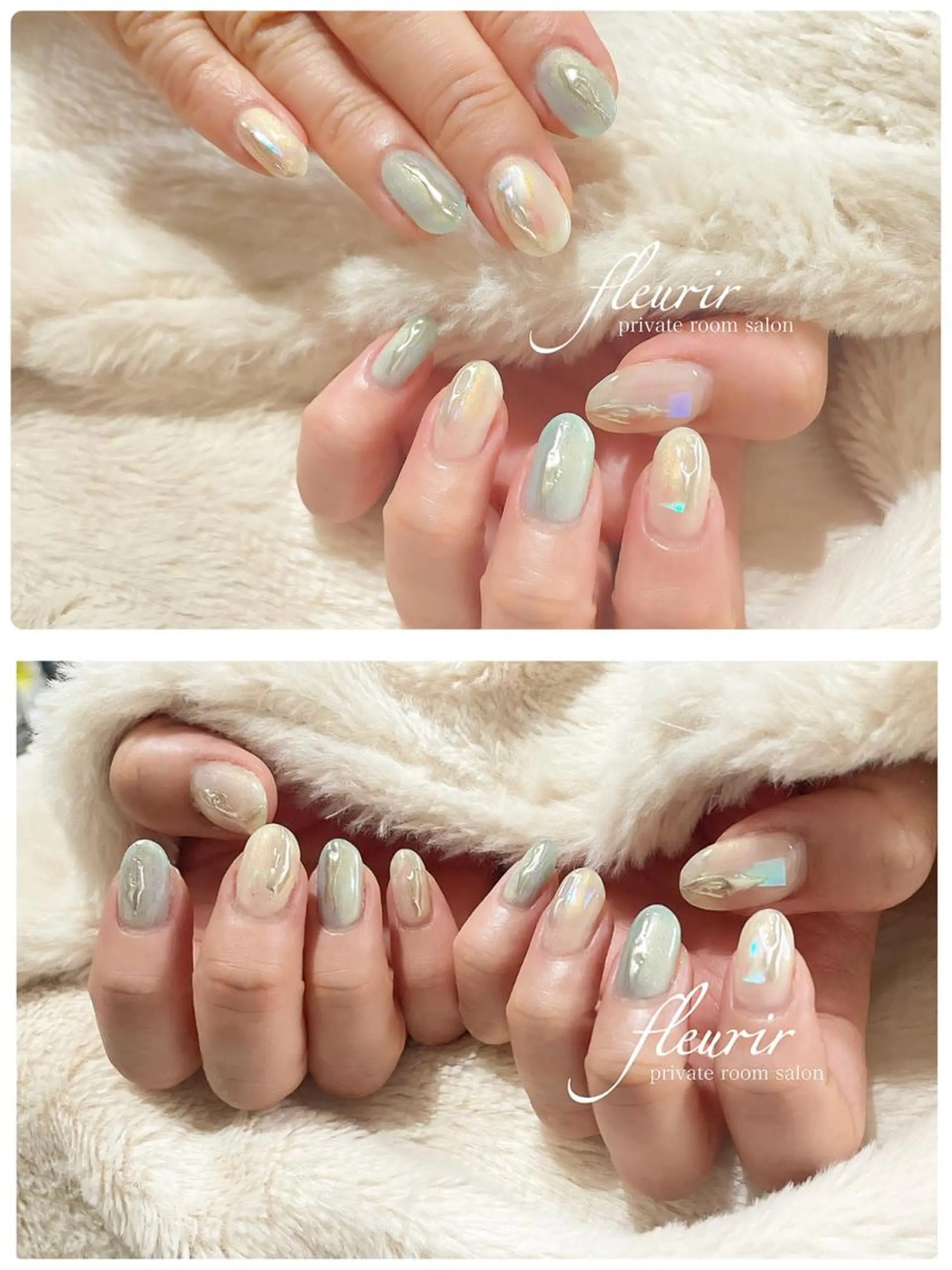 ネイル ブルー フルリール 【プライベートサロンのネイルデザイン