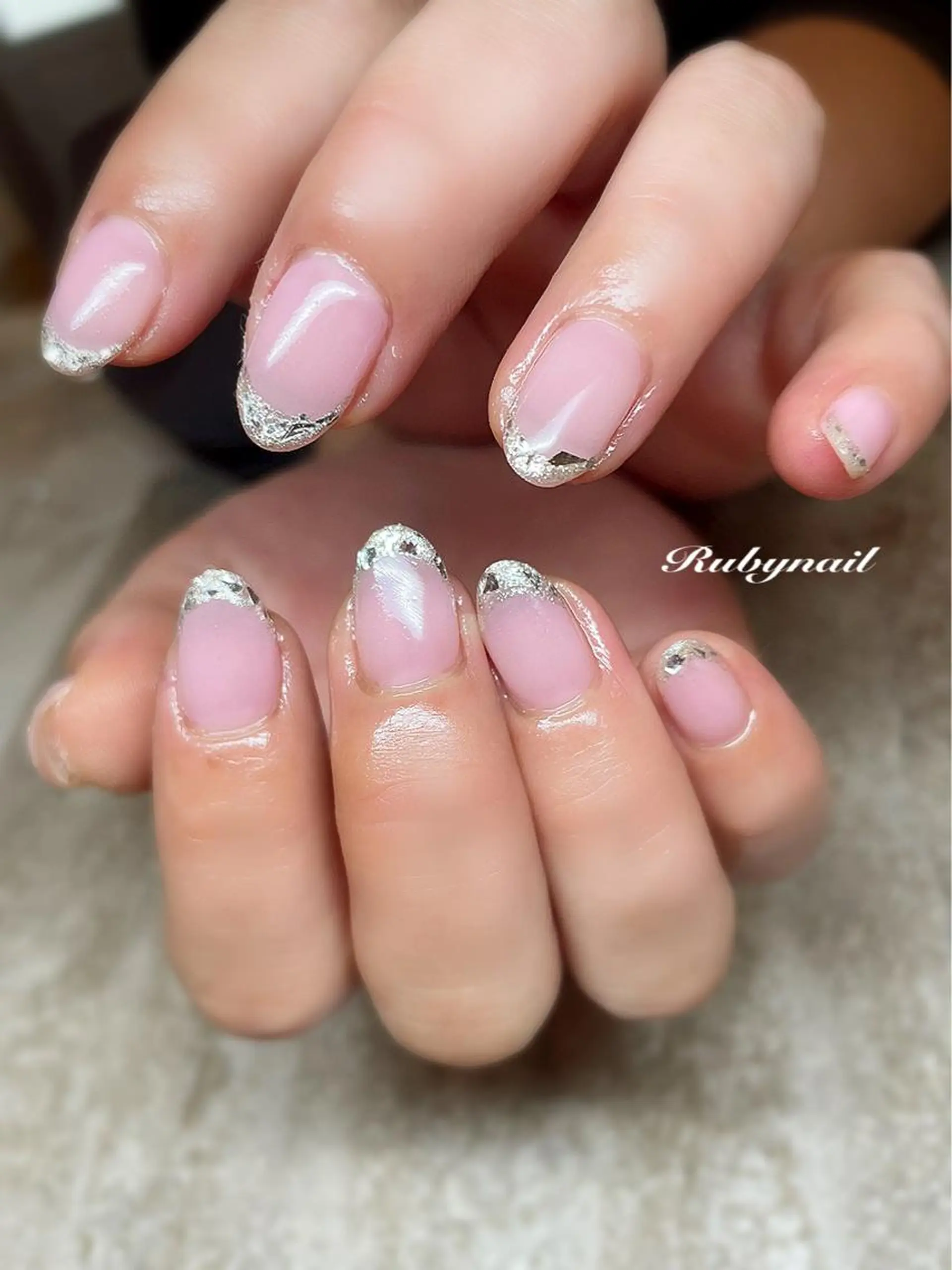 ネイル フレンチネイル ガラスフレンチ プライベートサロン Rubynailのネイルデザイン