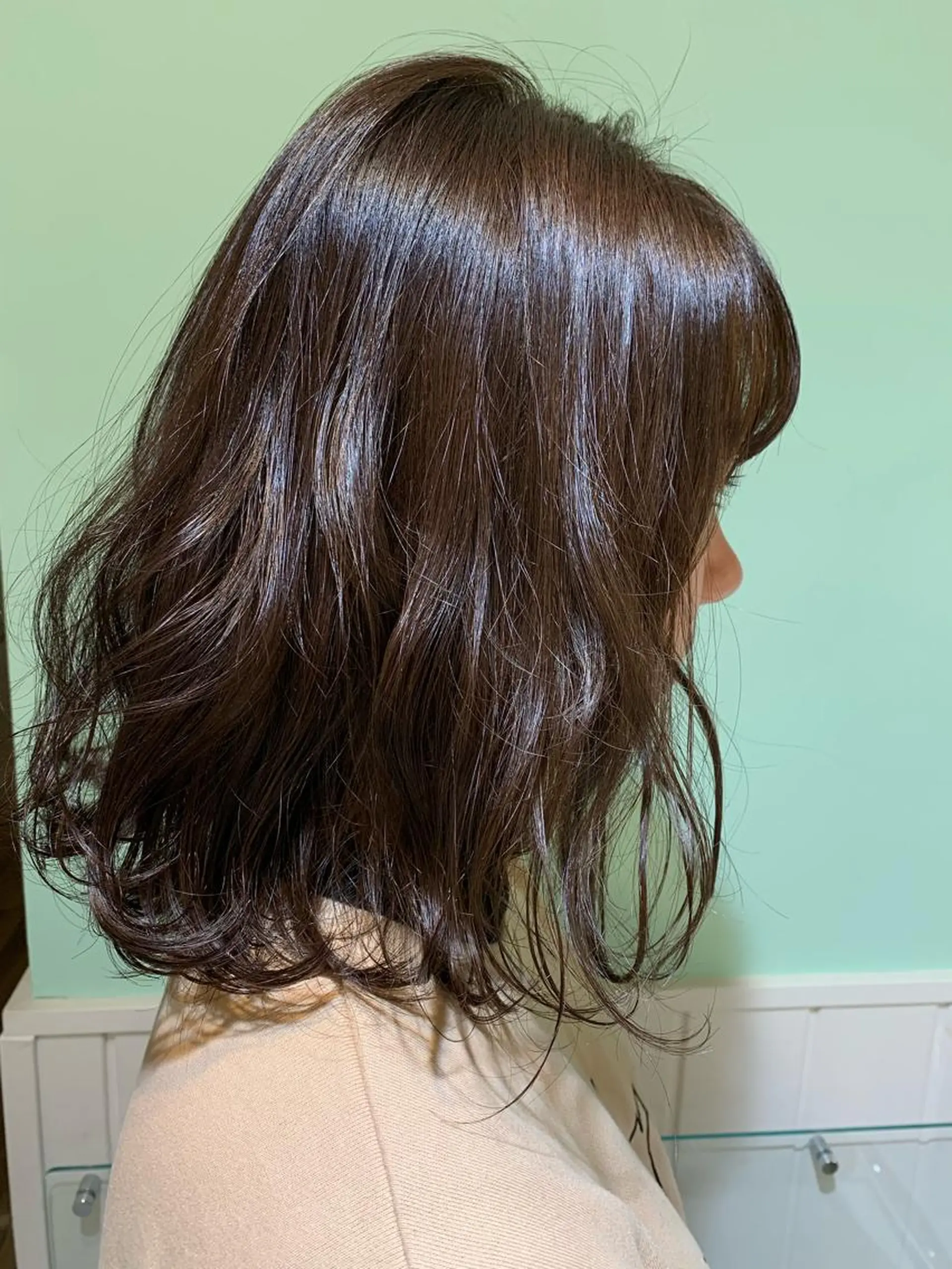 ロング カラー パーマ アッシュ アッシュグレー アッシュグレージュ 透明感カラー グレージュ fukuyasu rikaのネイルデザイン