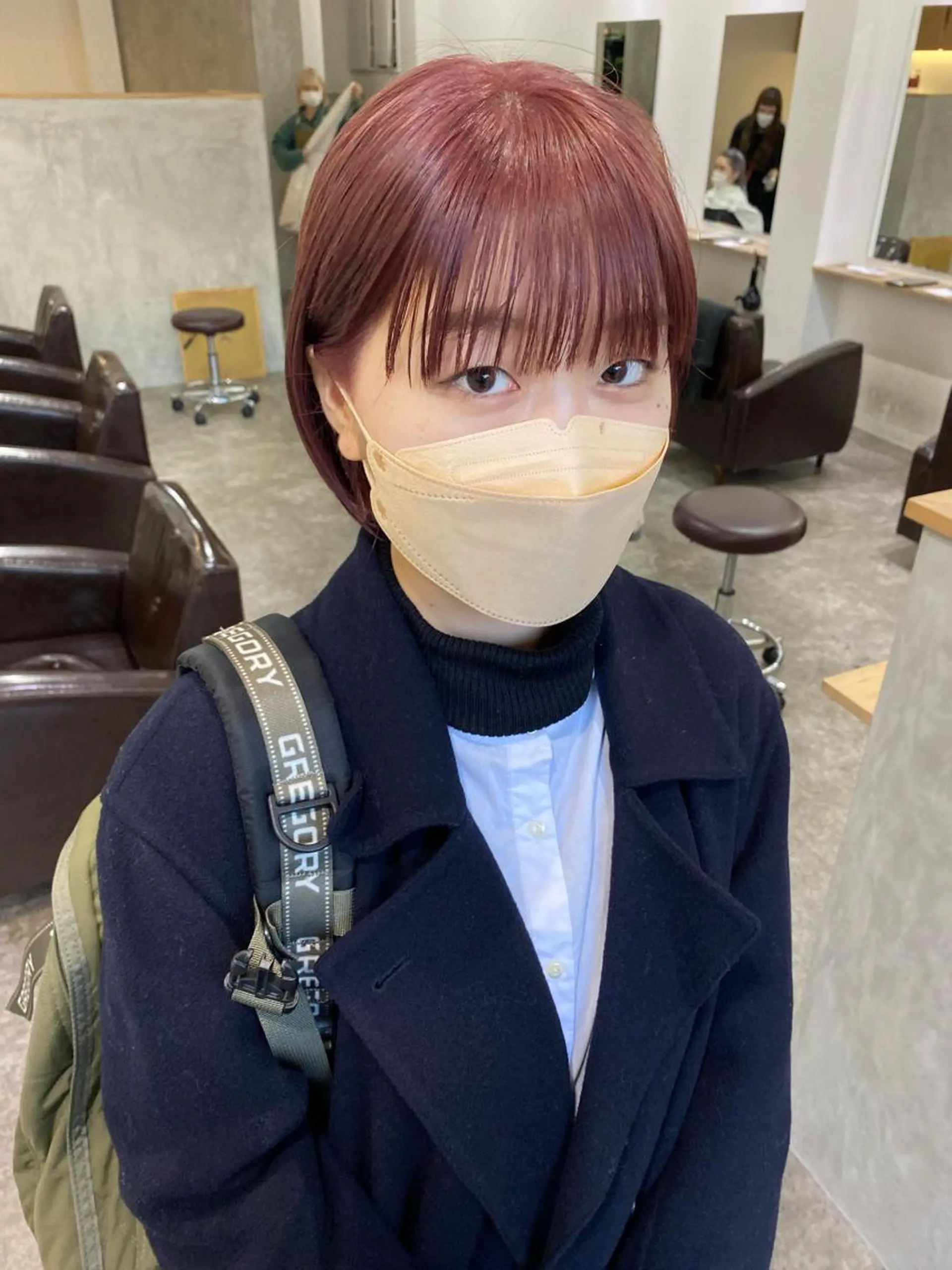ショート カラー ショートボブ ブラウンカラー ピンクカラー ピンクブラウン ボブ カット ヘアカラー トリートメント 森貴裕/ベージュ/ パーマ/オリーブのヘアスタイル
