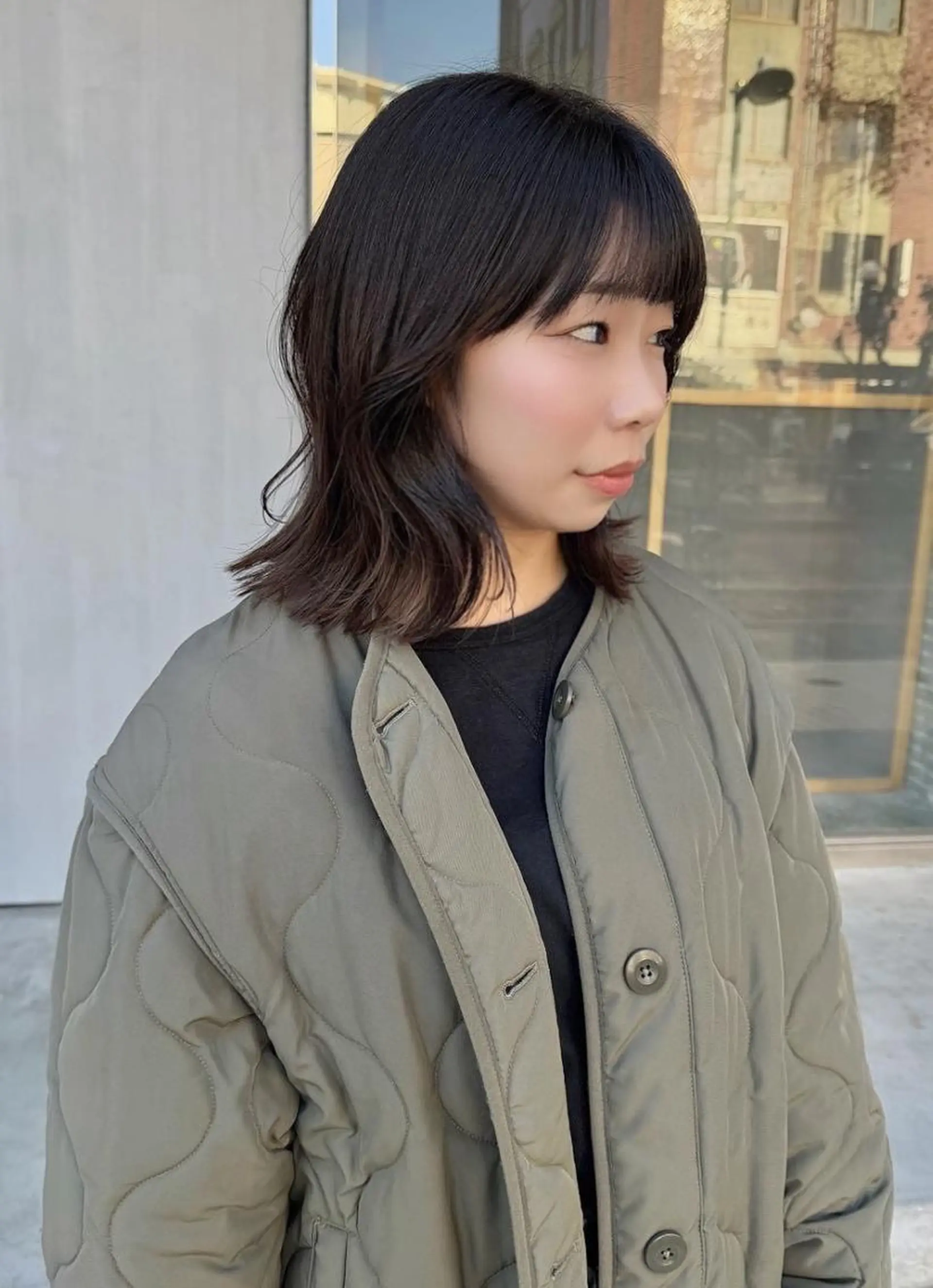 ミディアム カラー ボブ 顔まわりレイヤー レイヤーカット カット ヘアカラー トリートメント 韓国/ボブ/まつパ 🩰aikaのヘアスタイル