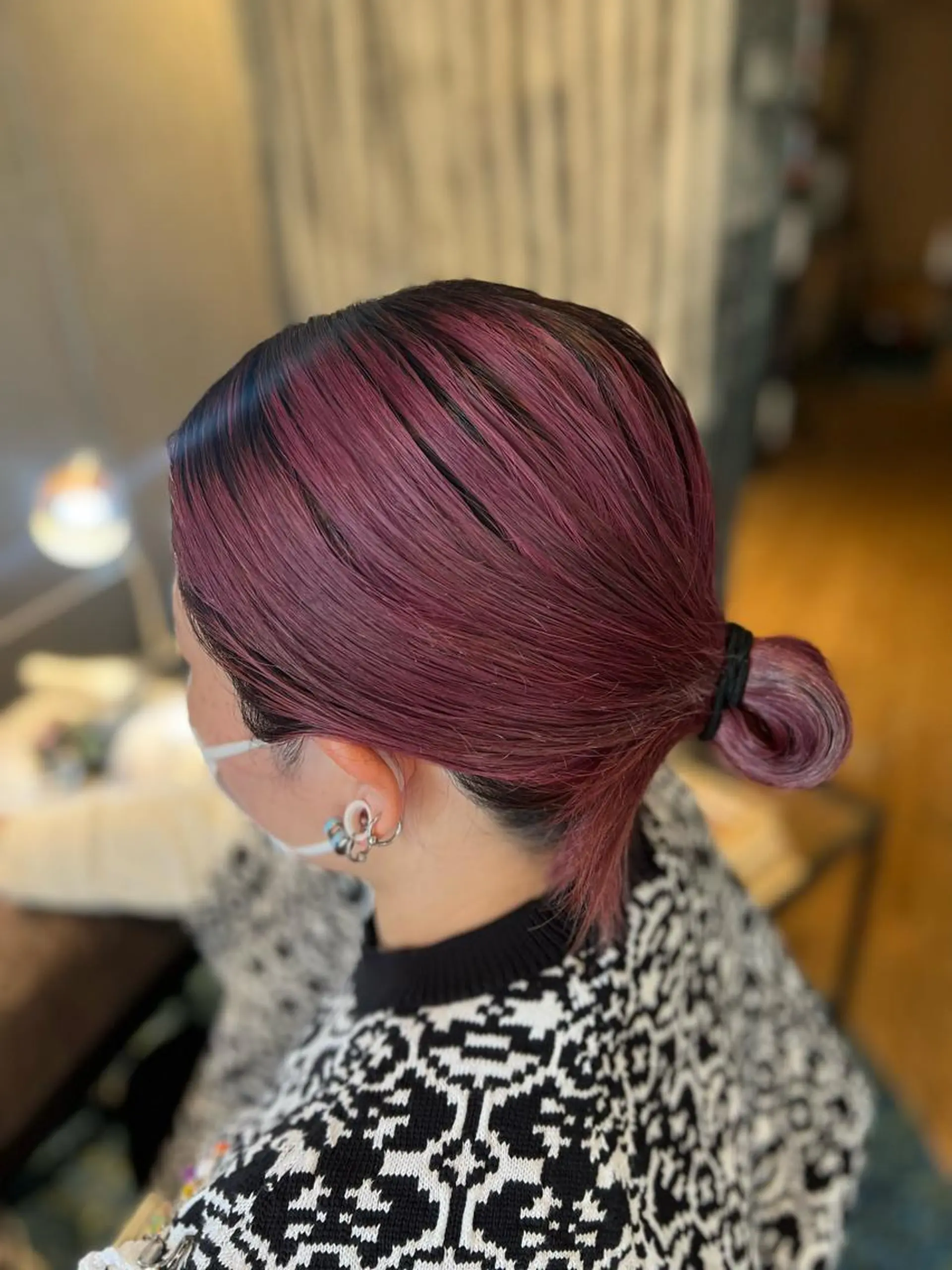 ミディアム カラー ローズカラー ヘアカラー 両国駅徒歩1分⭐️ アイロン仕上げのヘアスタイル