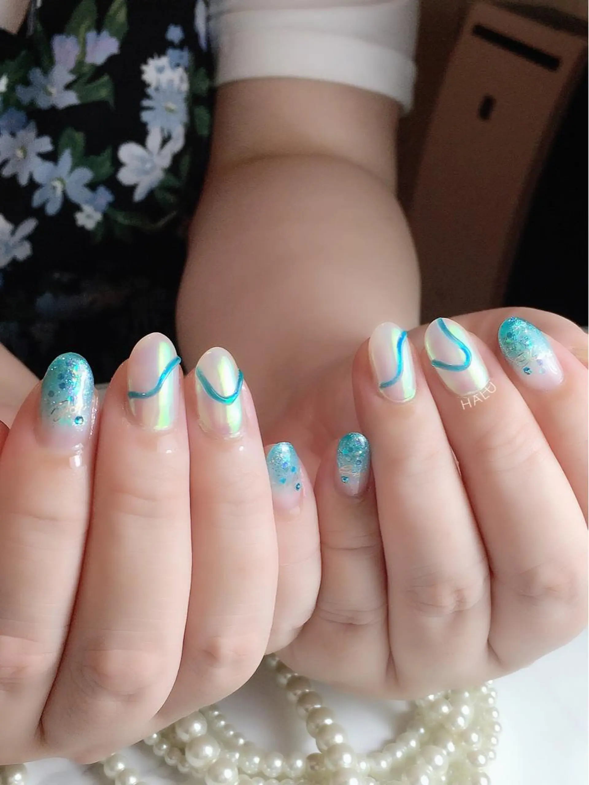 ネイル ブルー HALU ハルのネイルデザイン