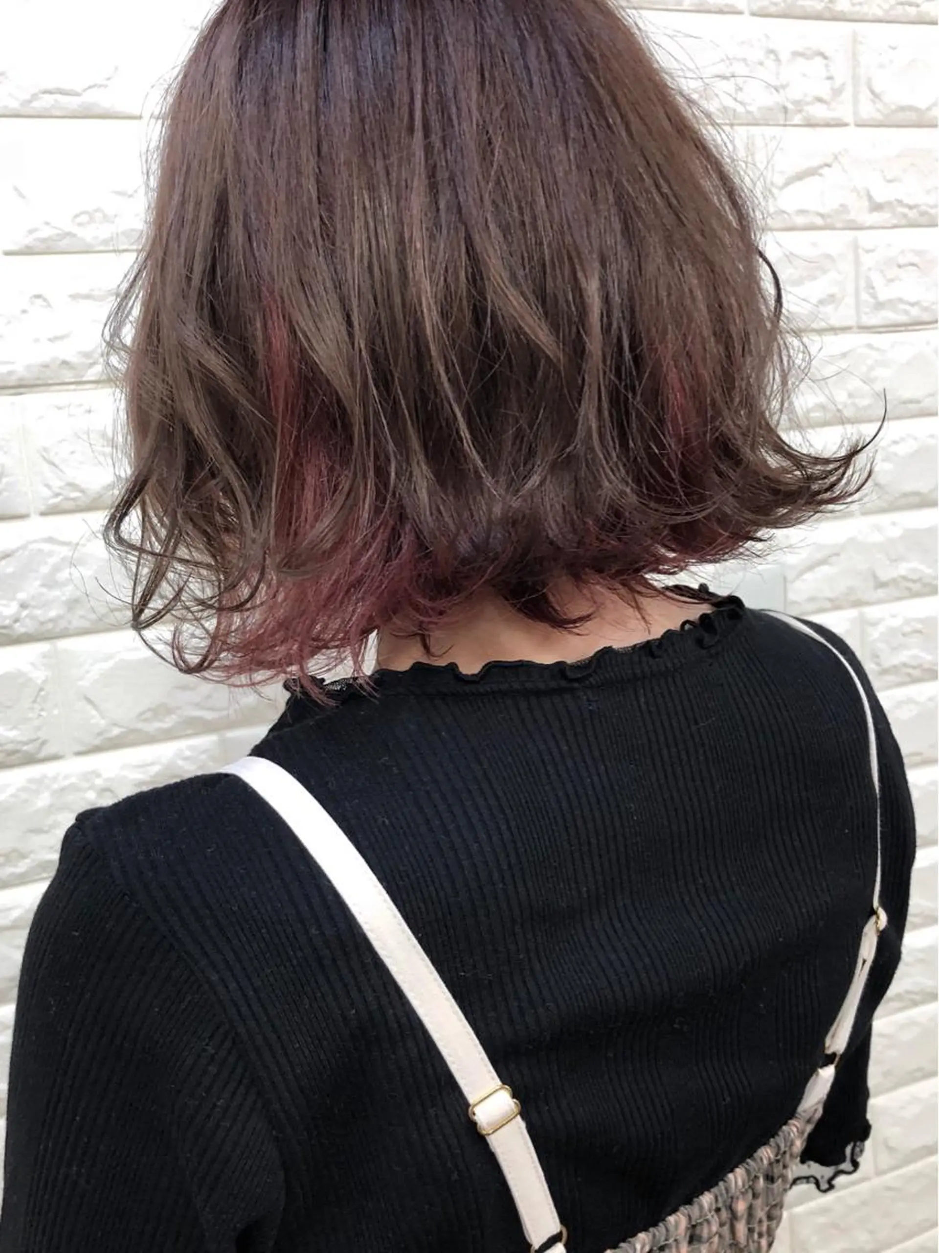 ミディアム カラー ブリーチ ケアブリーチ インナーカラー ピンクカラー カット ヘアカラー トリートメント famille ファミーユのヘアスタイル