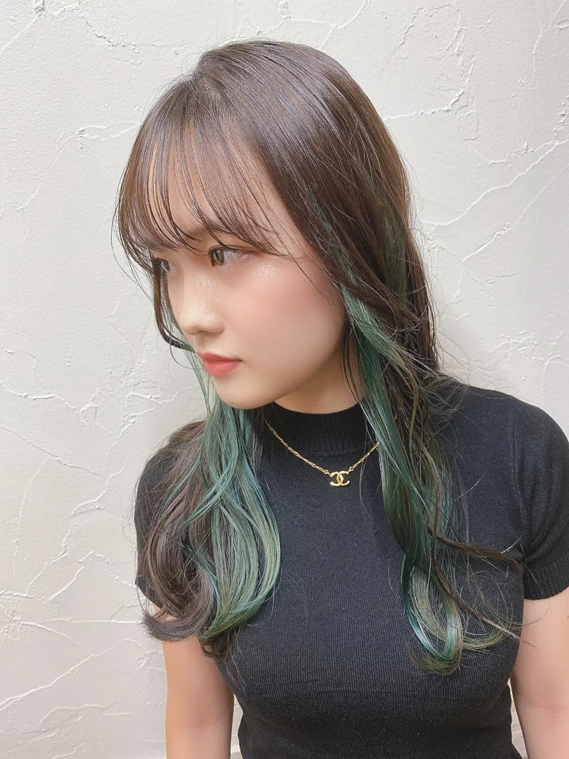 ロング カラー グレージュ ハイライトカラー インナーカラー ネイビーカラー 外国人風カラー 髪質改善/レイヤー ストウシンゴのヘアスタイル