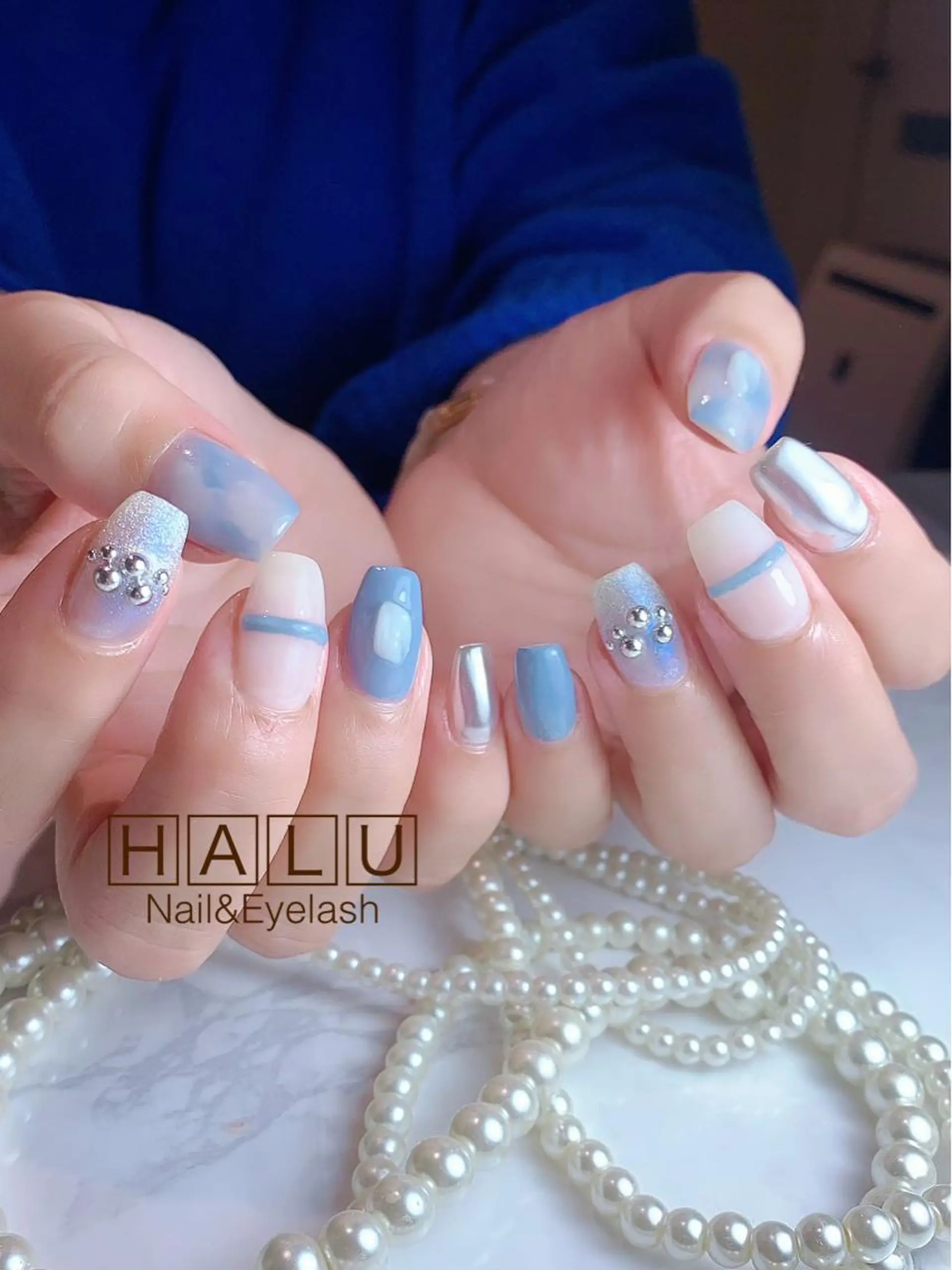 ネイル ブルー HALU ハルのネイルデザイン
