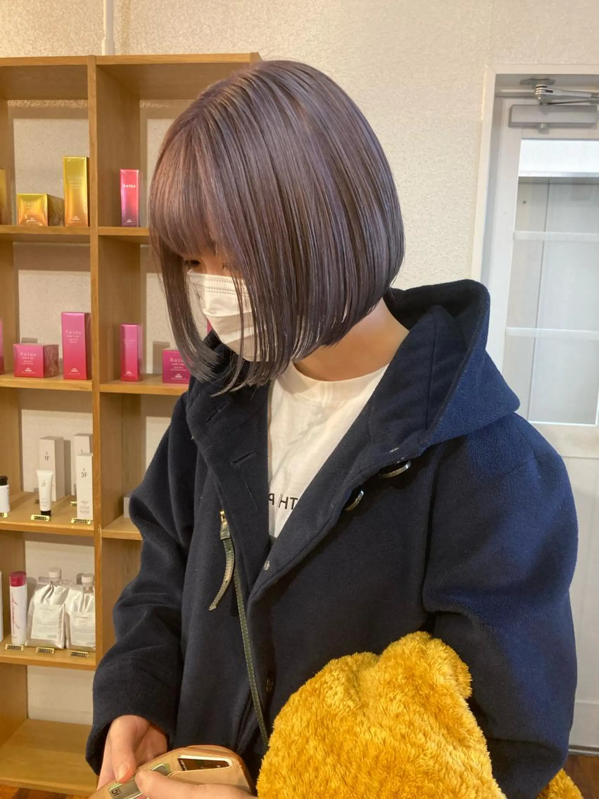 ミディアム カラー ブリーチ パープルカラー ヘアカラー 小木曽智美 /ボブ/ショートのヘアスタイル