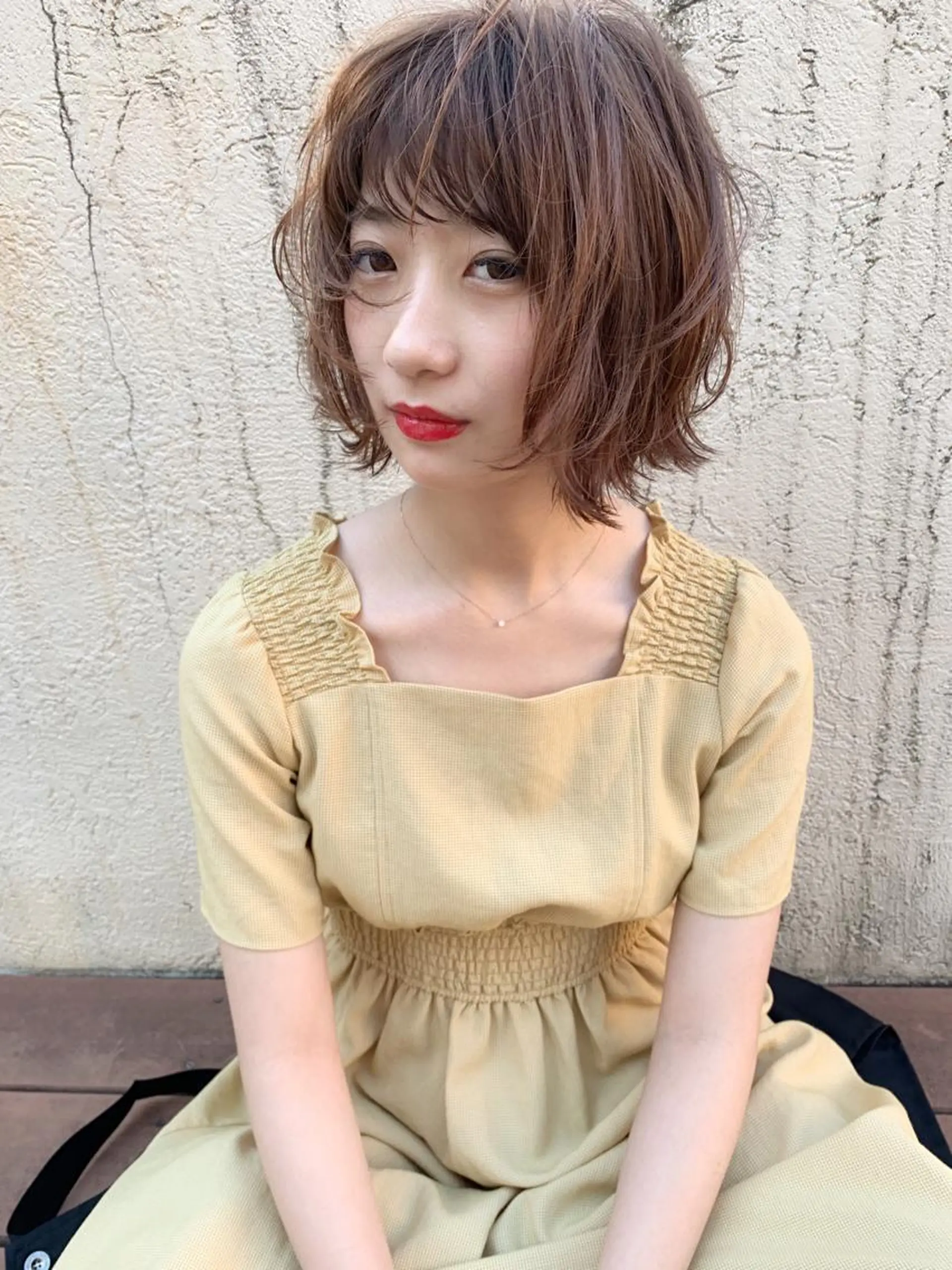 ミディアム カラー ボブレイヤー ボブ レイヤーカット 似合わせカット カット ヘアカラー トリートメント Libre 西野圭一のヘアスタイル