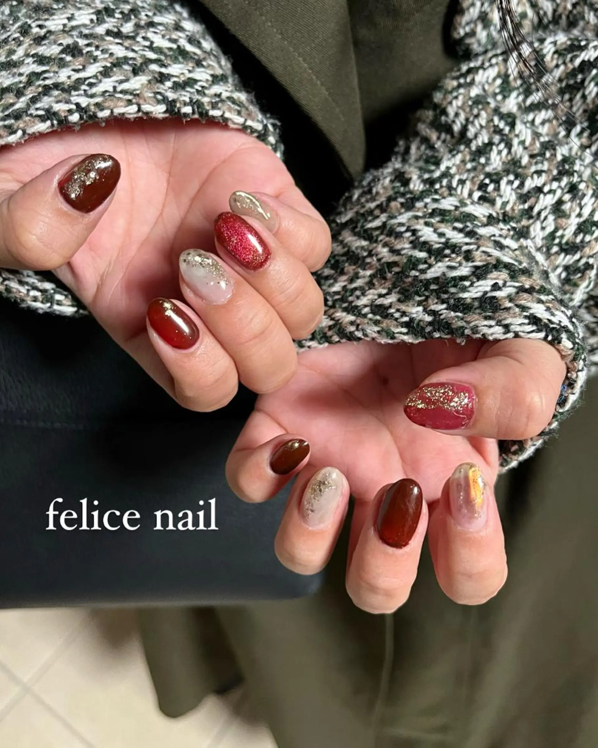 ネイル ニュアンスネイル 冬ネイル クリスマス felice nailのネイルデザイン