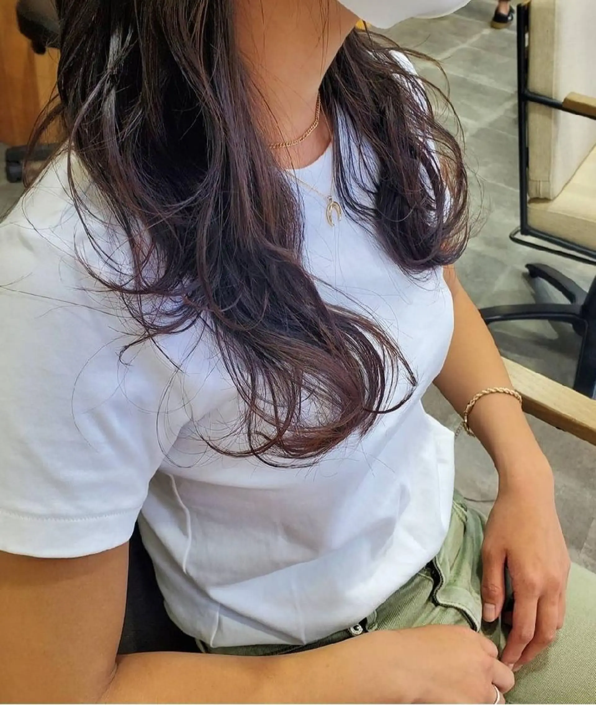 セミロング カラー カット ヘアカラー トリートメント 谷 結奈のヘアスタイル