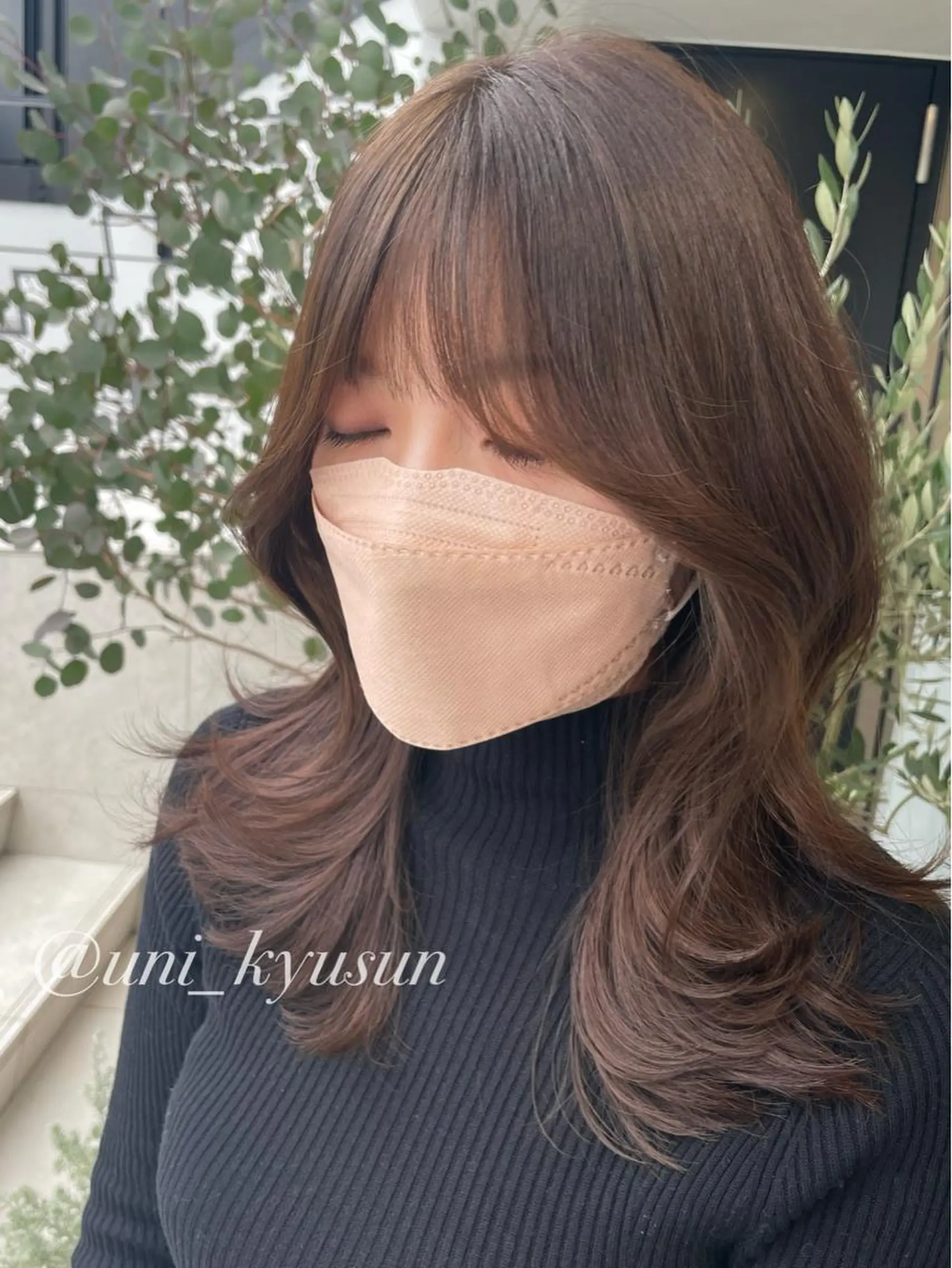 ミディアム カラー カット ヘアカラー トリートメント 本格韓国ヘア🇰🇷 【uni】キューさんのヘアスタイル