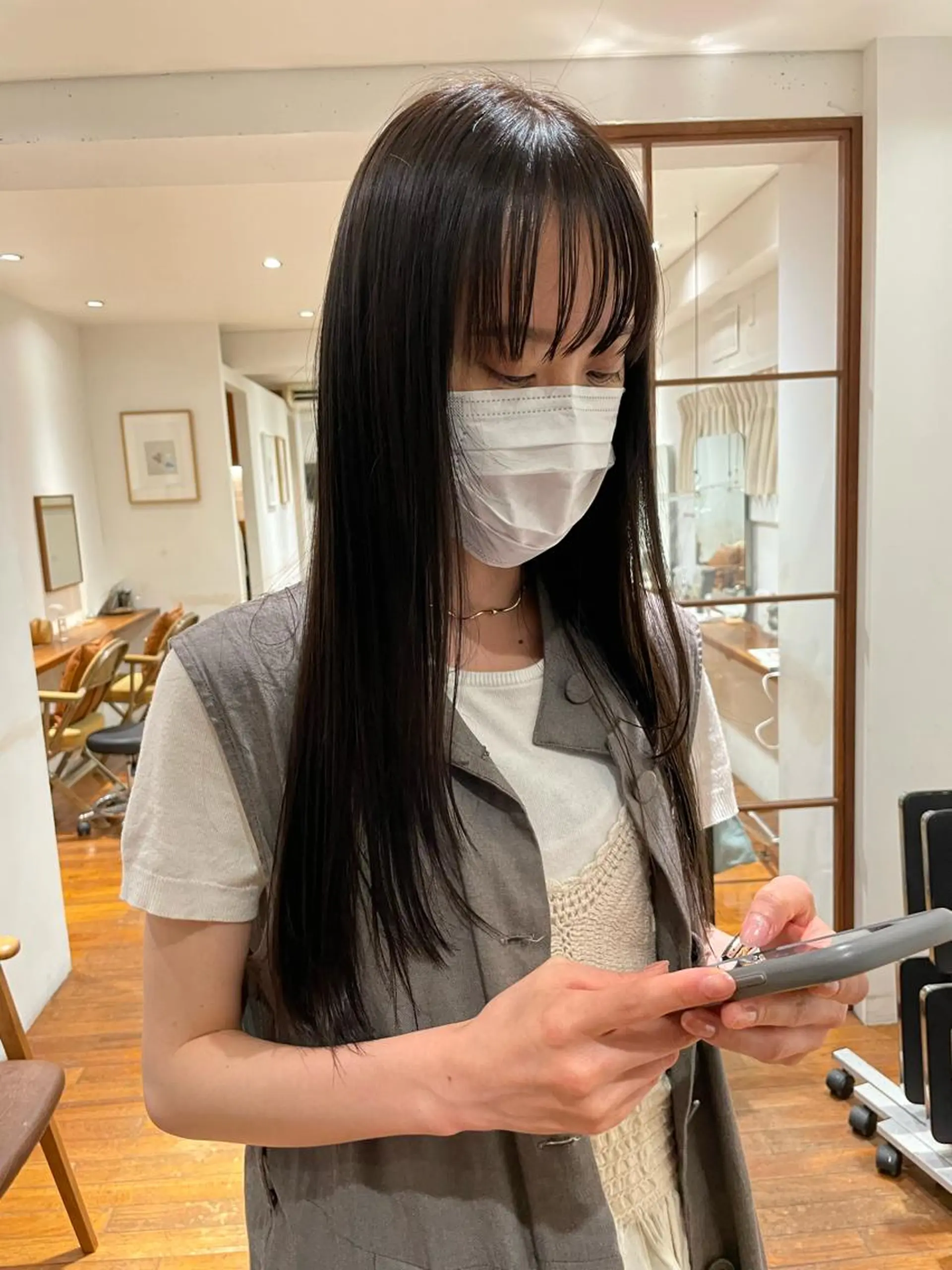 ロング カラー ヘアアレンジ 小顔レイヤー×コンパ クトボブ/林隆平のヘアスタイル