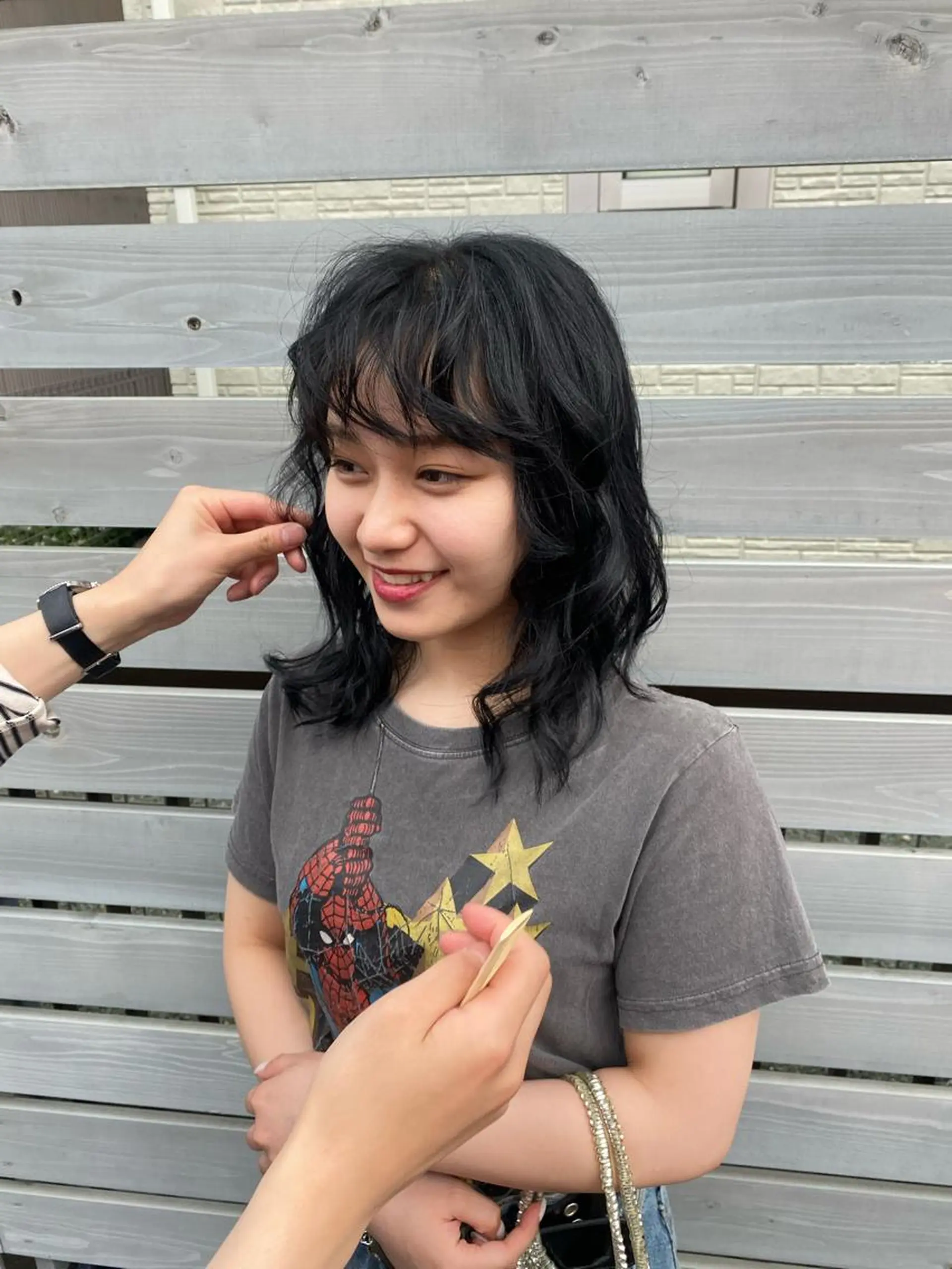 セミロング パーマ 似合わせレイヤー/ Wカラー🧸こころのヘアスタイル