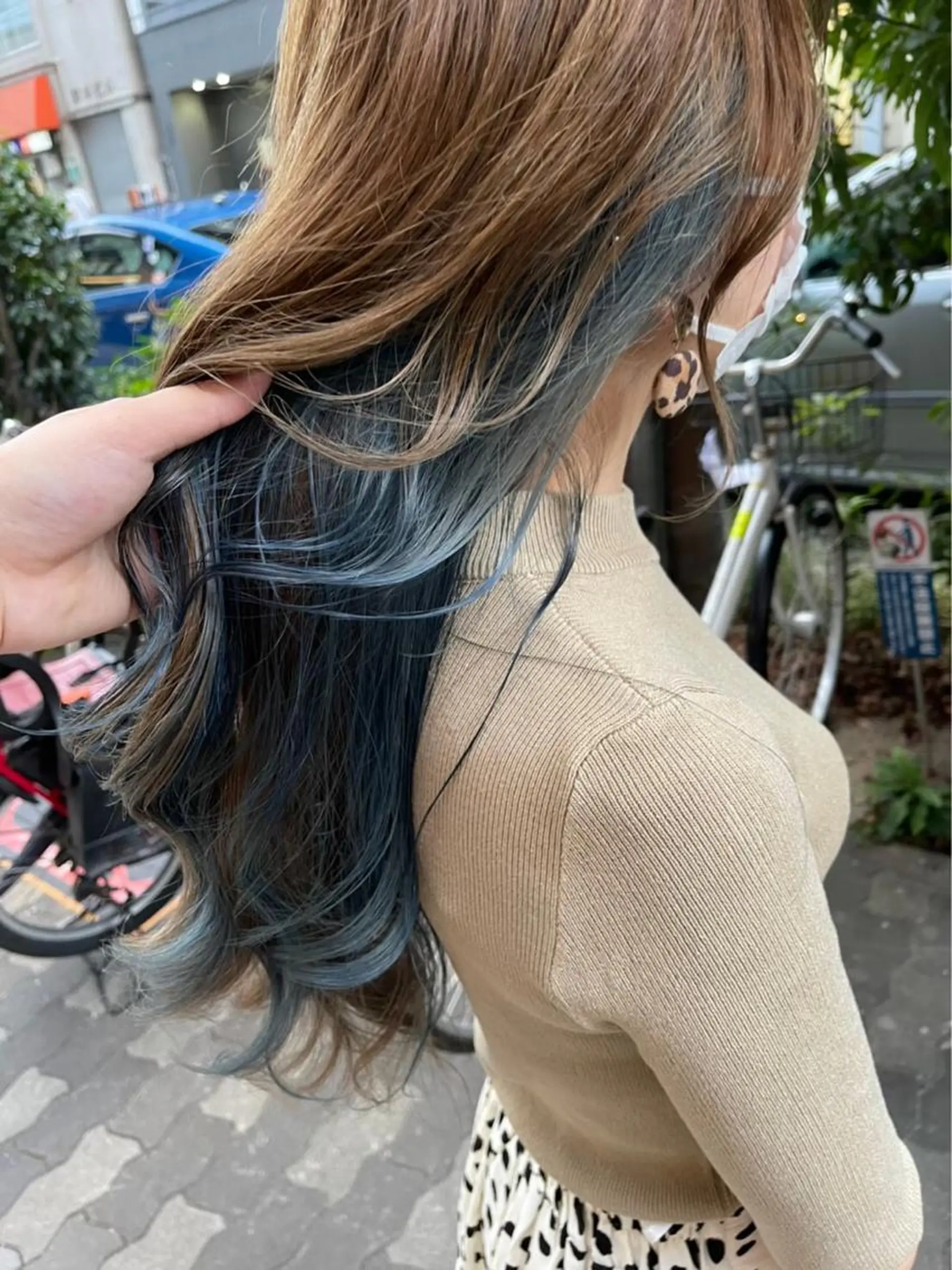 セミロング カラー ヘアアレンジ ブリーチ ブルーカラー 髪質改善/ ツヤ髪カラー/高井のヘアスタイル