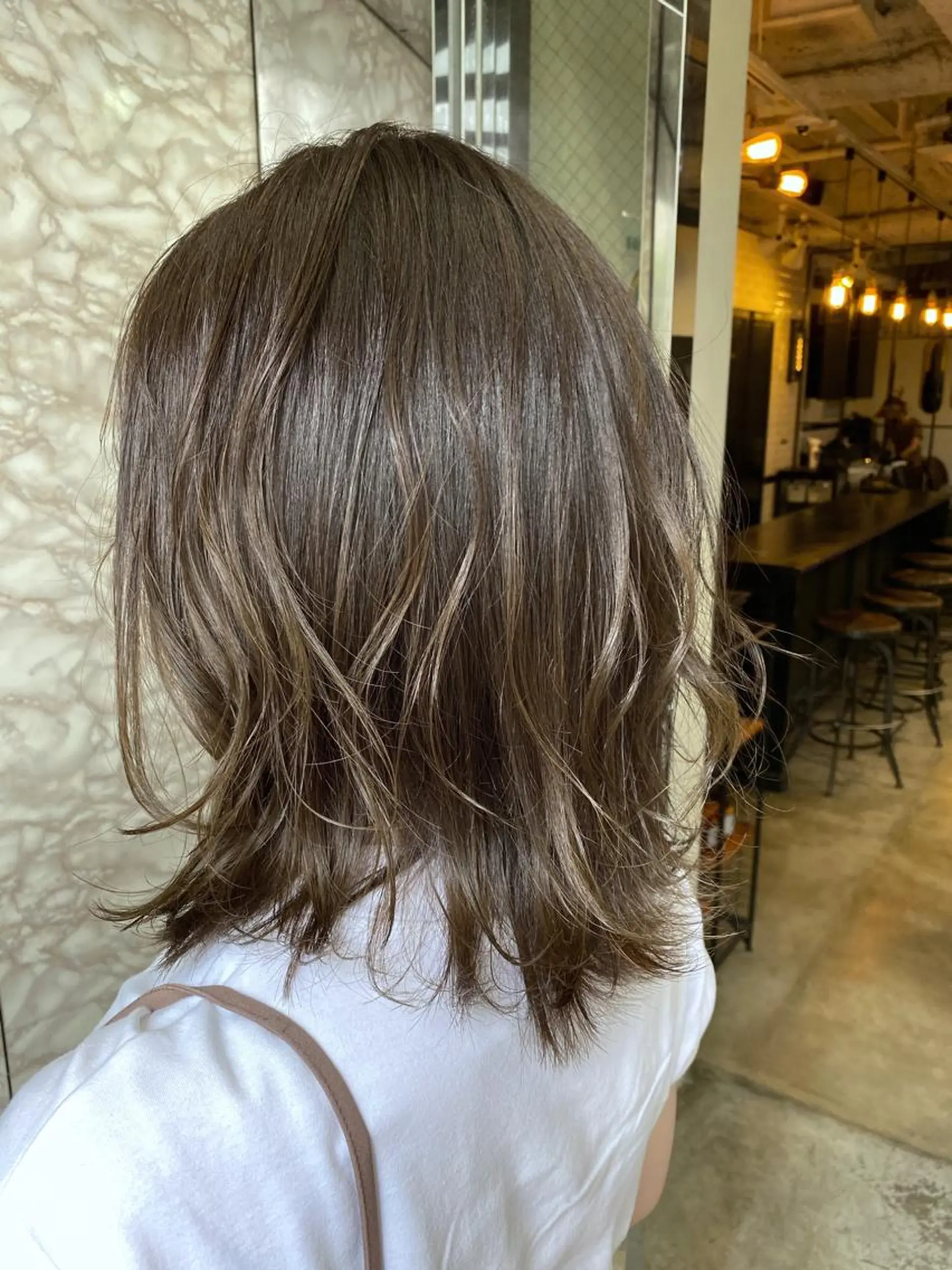 ミディアム カラー グレージュ オリーブグレージュ オリーブグレー カット ヘアカラー トリートメント ✴︎赤み除去カラー daichi✴︎のヘアスタイル